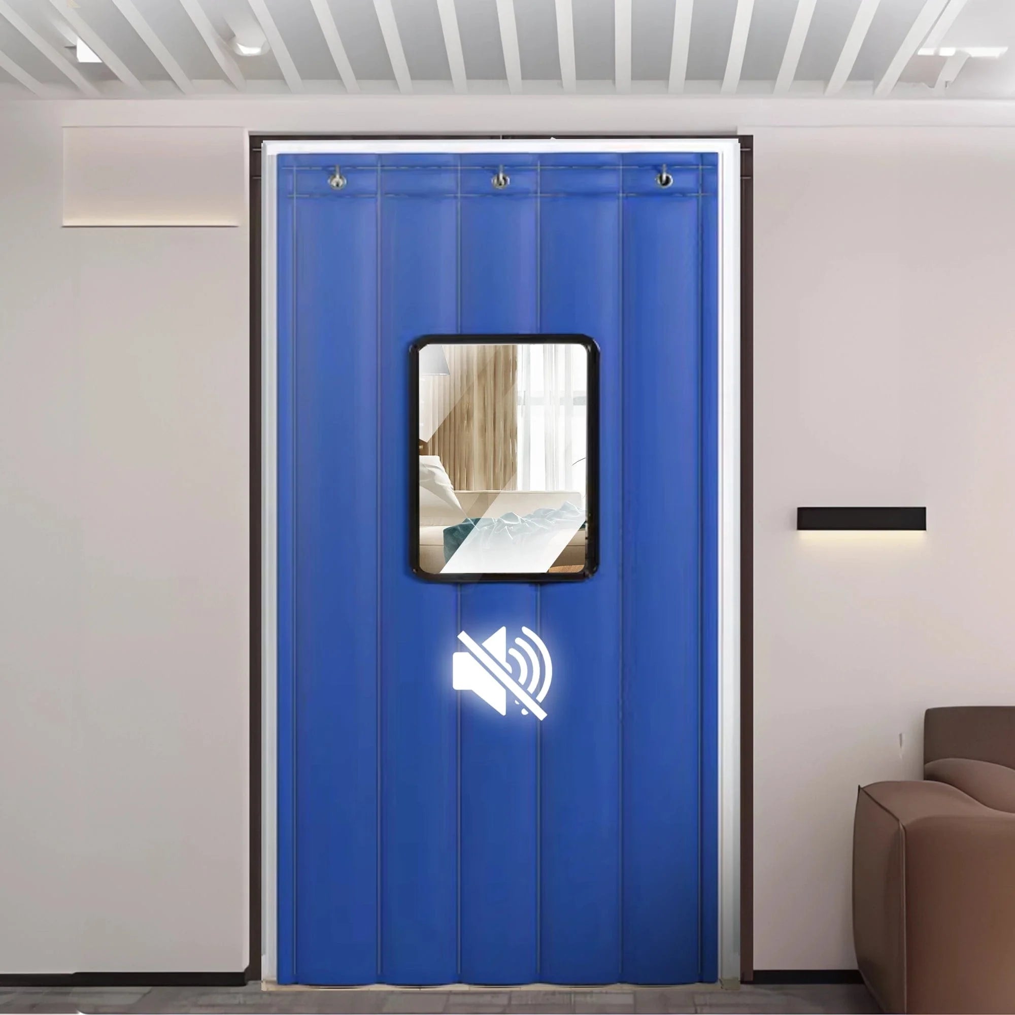 silexofy Door Soundproof Curtain PRO, Thick Thermal Insulation with Window - KK1456