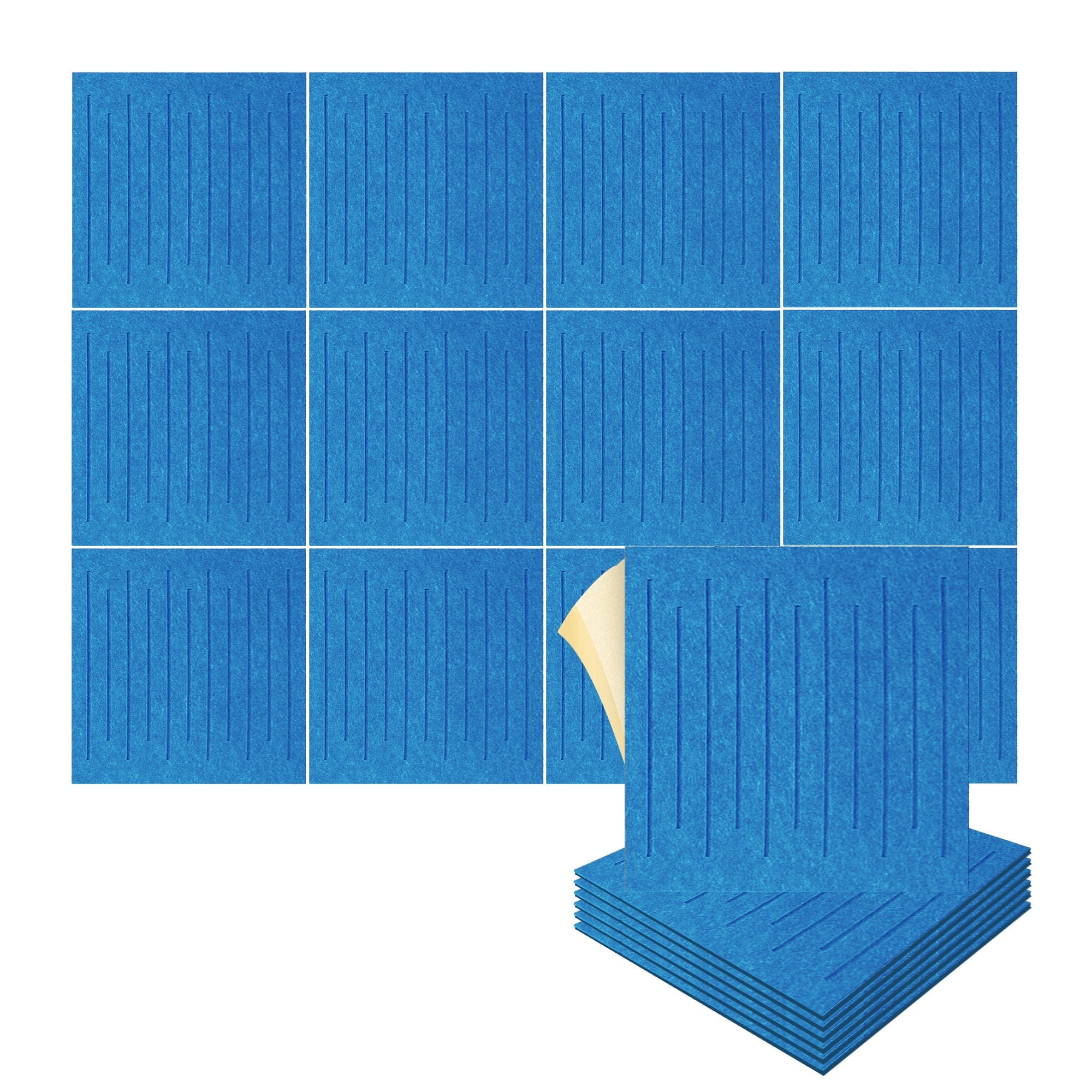 silexofy Soundwave 3D Square Polyester Felt Art Adhesive Panels - KK1393