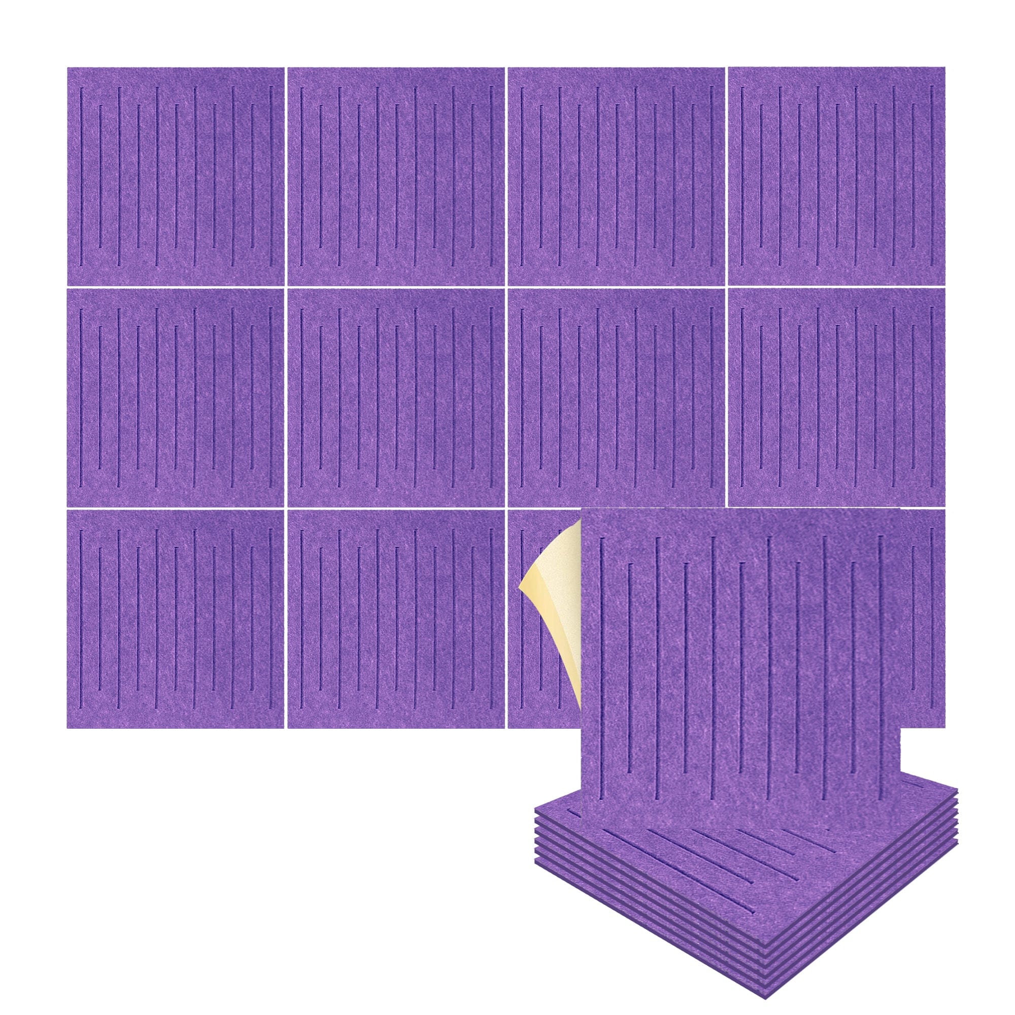 silexofy Soundwave 3D Square Polyester Felt Art Adhesive Panels - KK1393