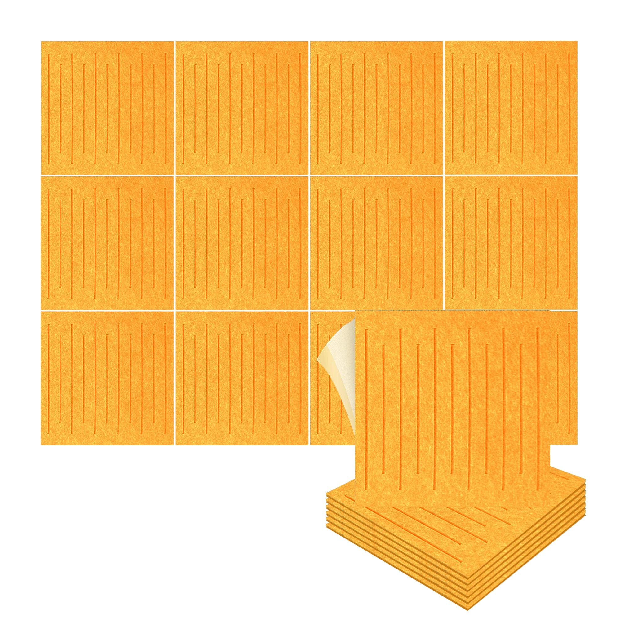 silexofy Soundwave 3D Square Polyester Felt Art Adhesive Panels - KK1393