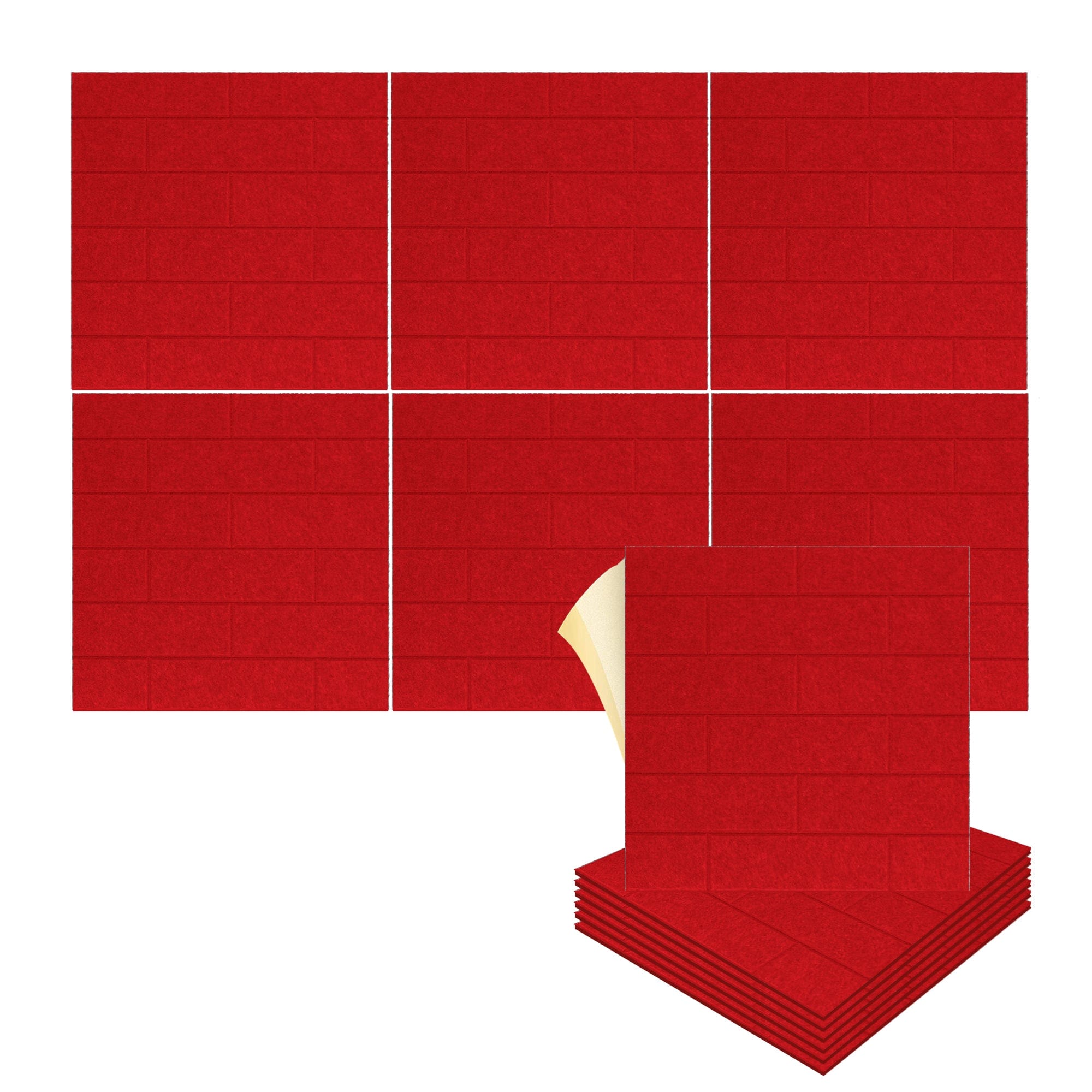 silexofy Brick 3D Square Polyester Felt Art Adhesive Panels - KK1392