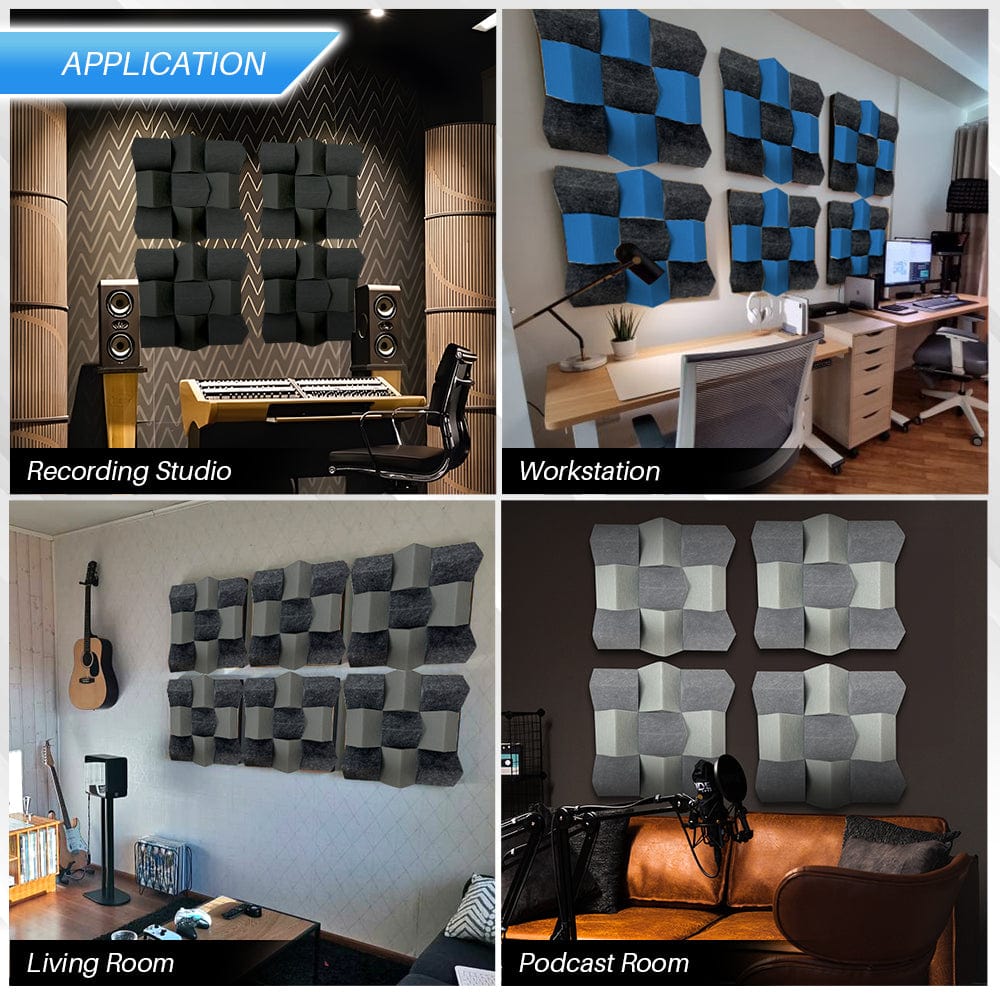 silexofy Black and Gray 3D Felt Sound Diffuser - KK1430