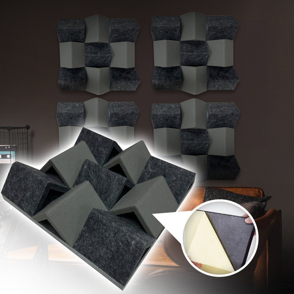 silexofy Black and Gray 3D Felt Sound Diffuser - KK1430