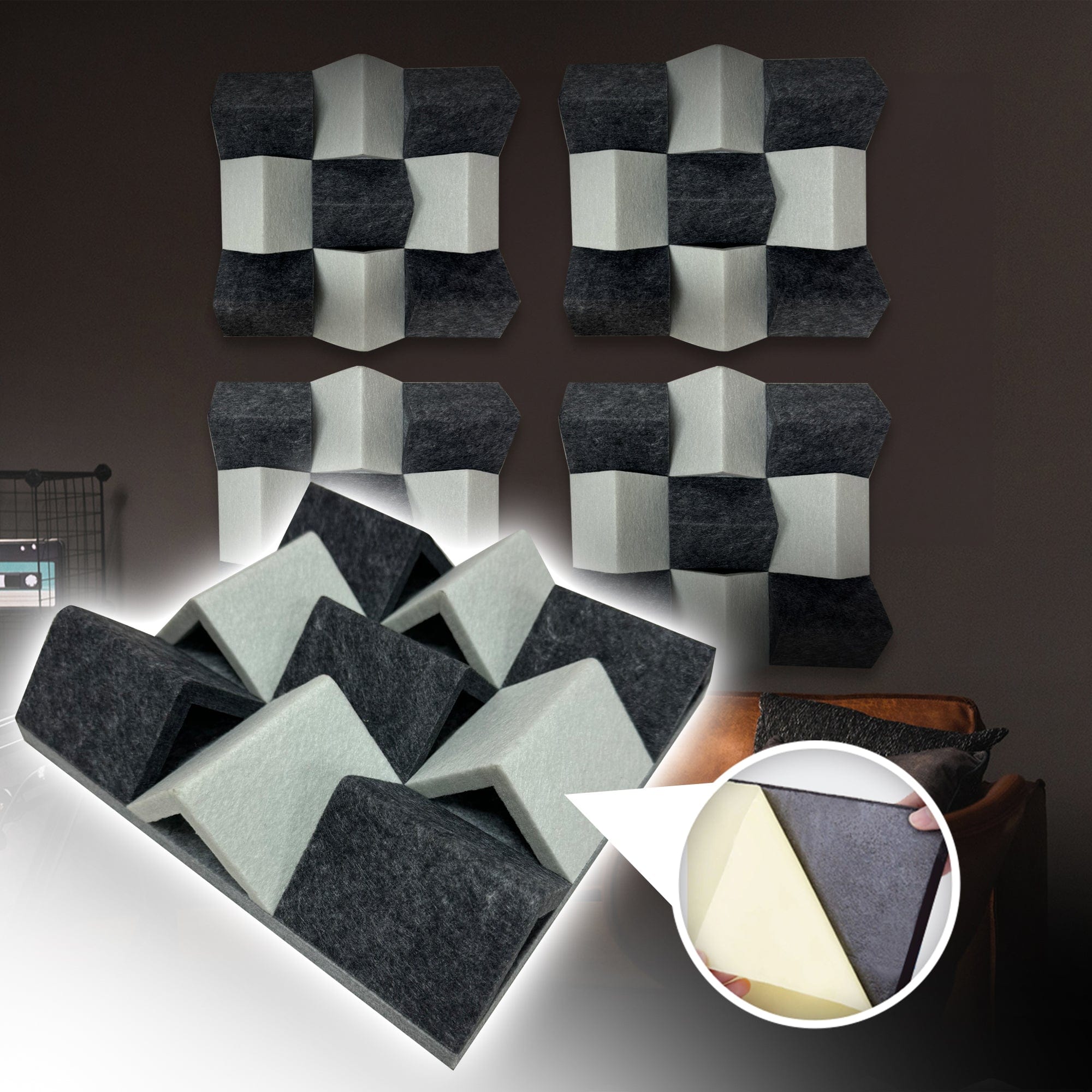 silexofy Black and White 3D Felt Sound Diffuser - KK1429