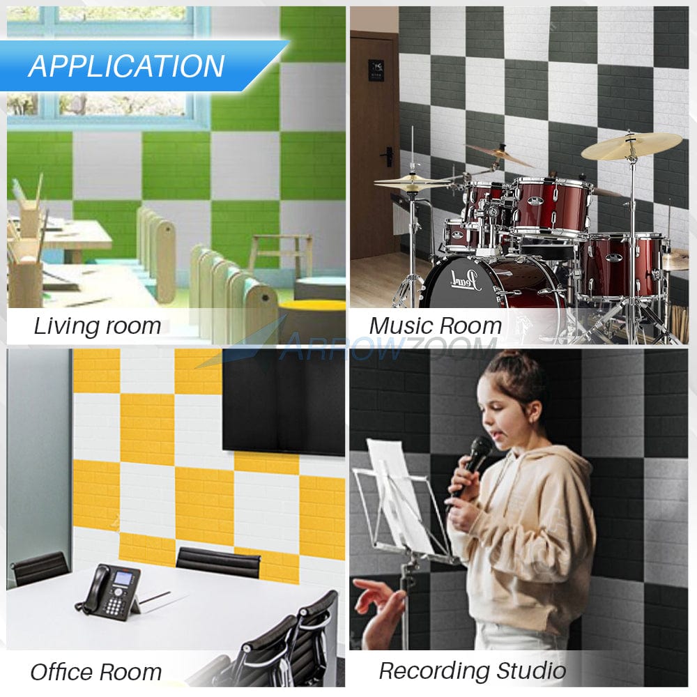 silexofy Brick 3D Square Polyester Felt Art Adhesive Panels - KK1392