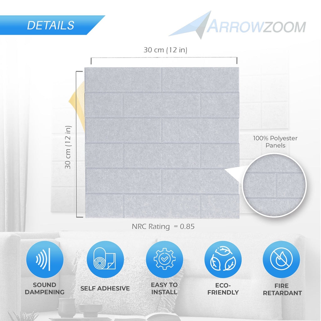 silexofy Brick 3D Square Polyester Felt Art Adhesive Panels - KK1392