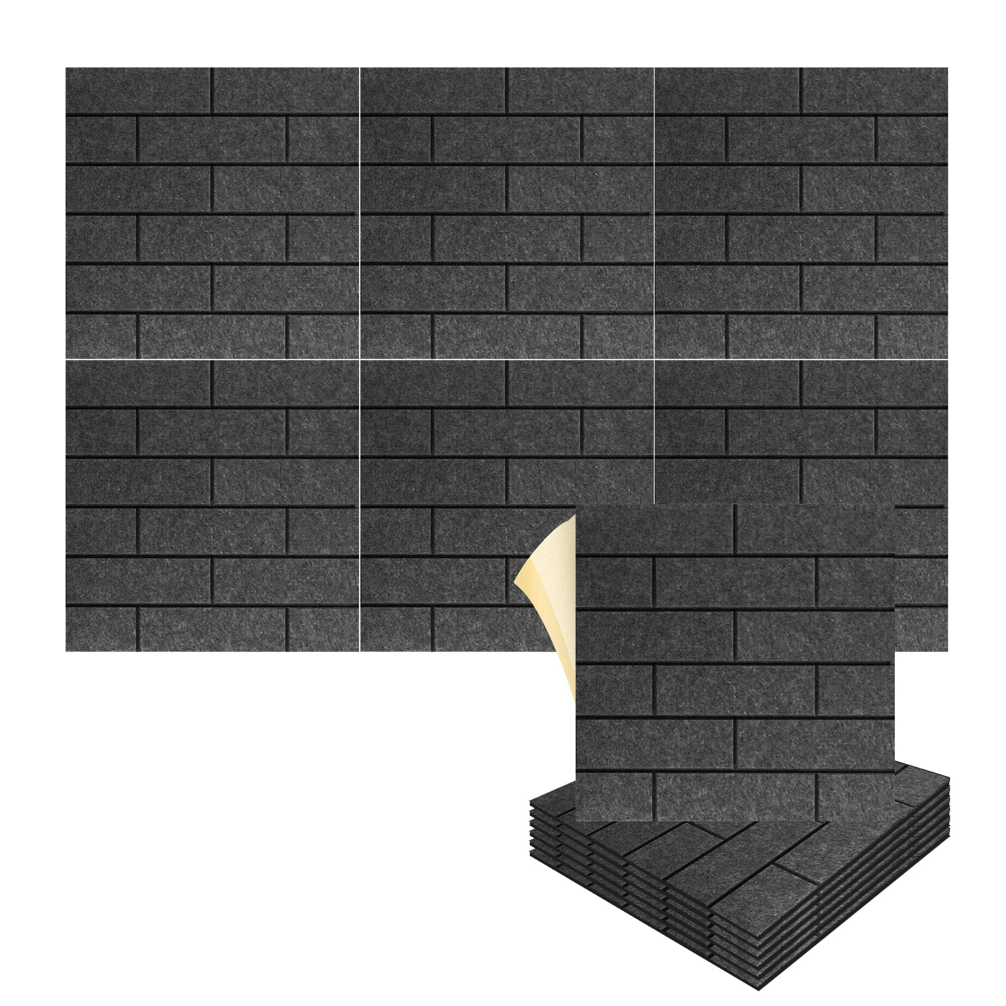 silexofy Brick 3D Square Polyester Felt Art Adhesive Panels - KK1392