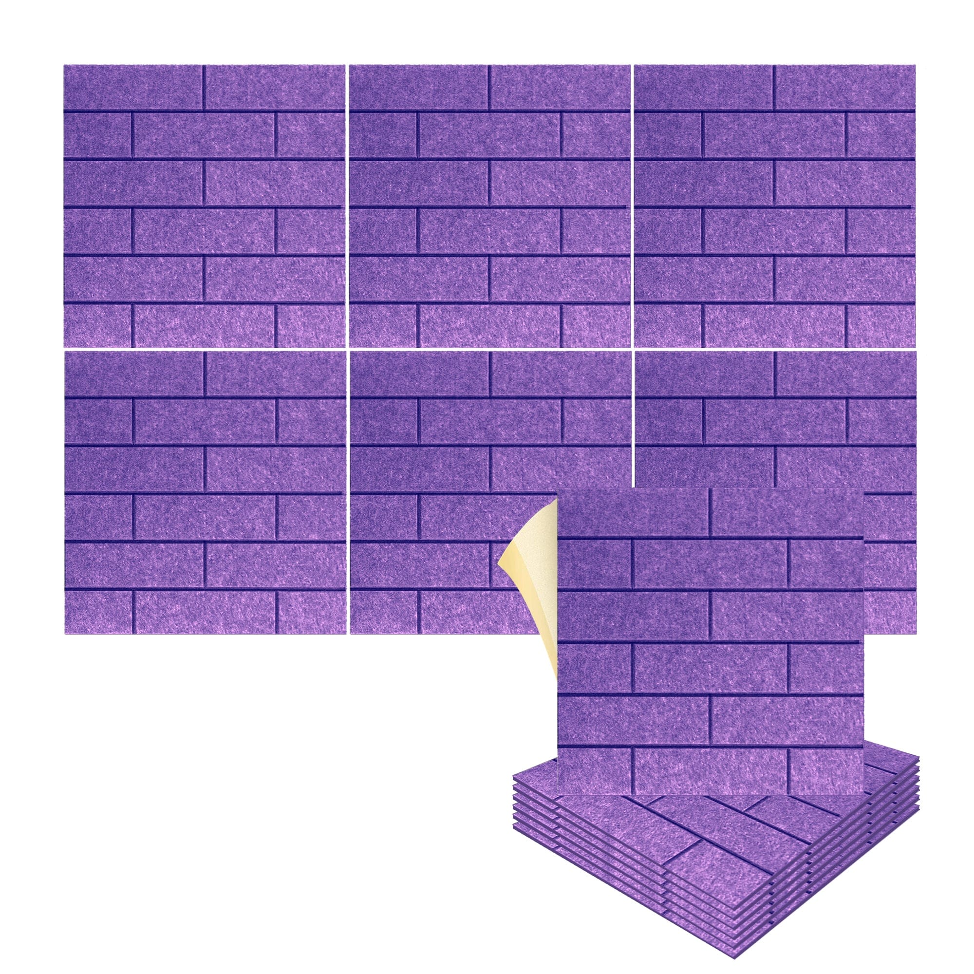 silexofy Brick 3D Square Polyester Felt Art Adhesive Panels - KK1392