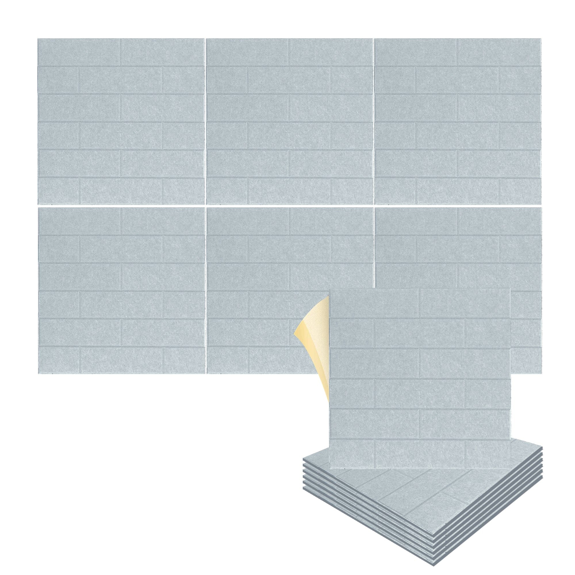 silexofy Brick 3D Square Polyester Felt Art Adhesive Panels - KK1392