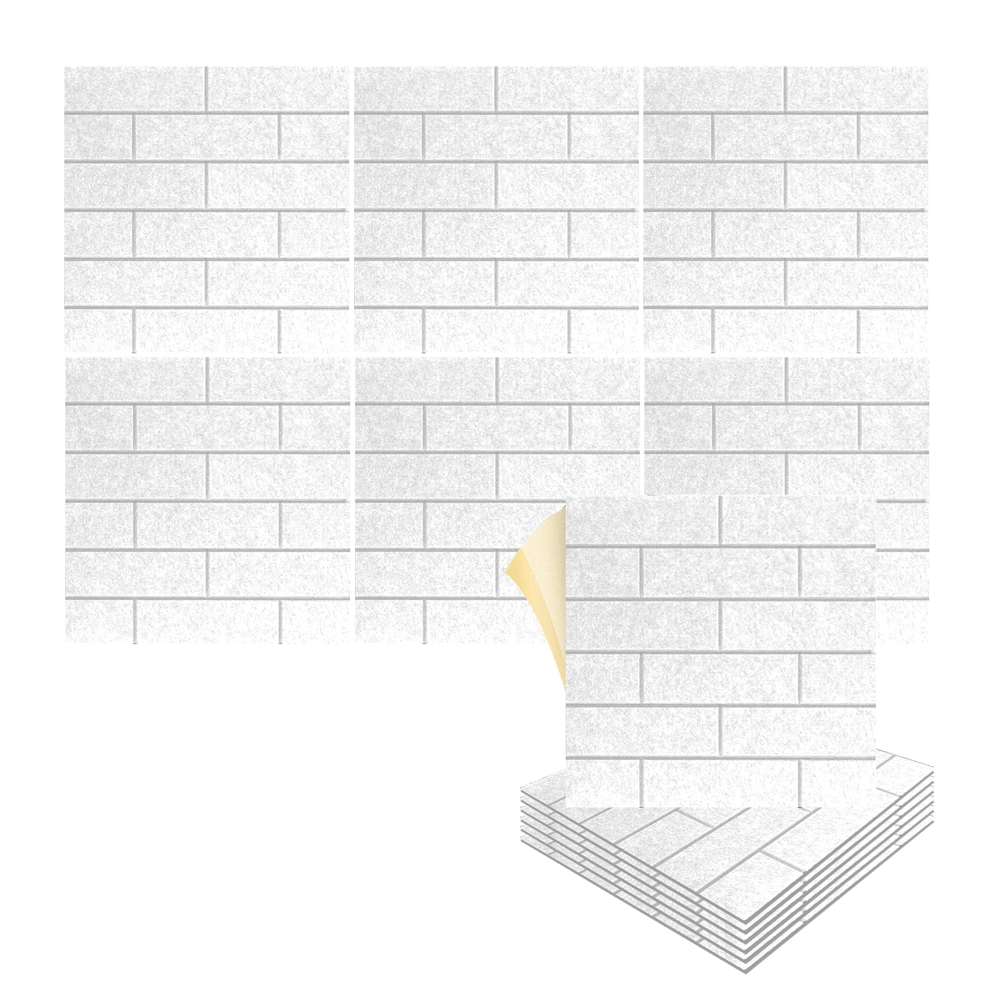 silexofy Brick 3D Square Polyester Felt Art Adhesive Panels - KK1392