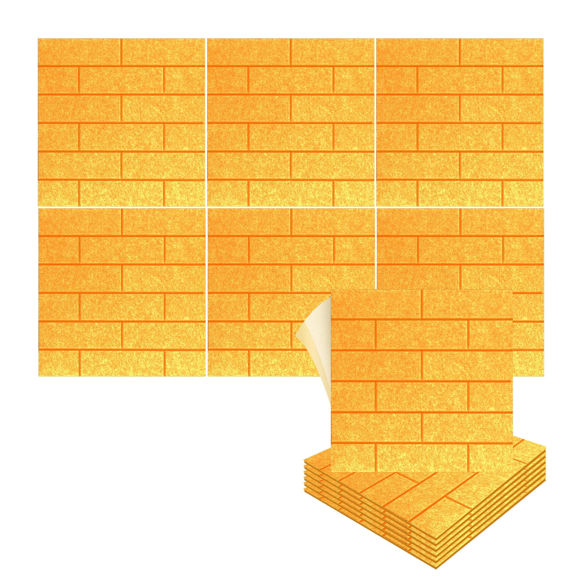 silexofy Brick 3D Square Polyester Felt Art Adhesive Panels - KK1392