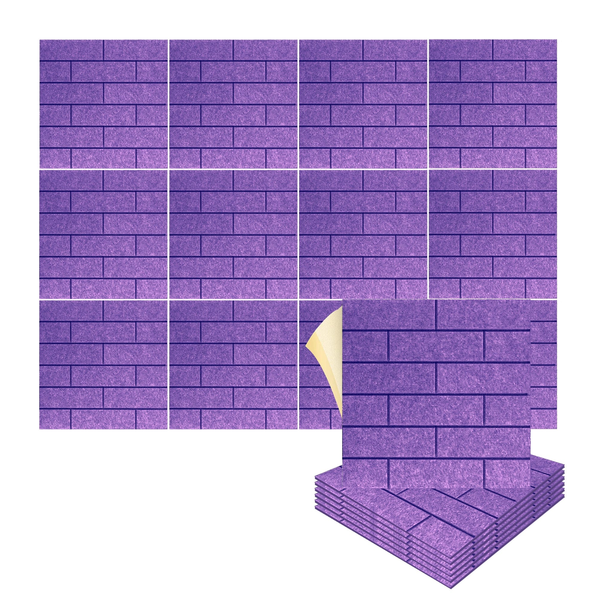 silexofy Brick 3D Square Polyester Felt Art Adhesive Panels - KK1392