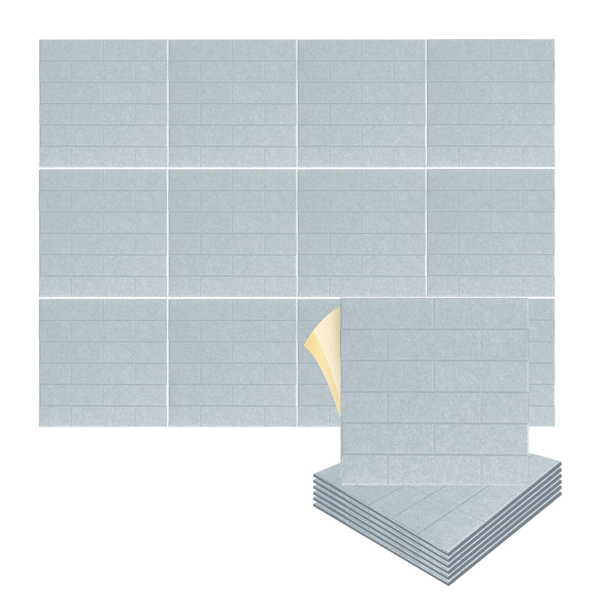 silexofy Brick 3D Square Polyester Felt Art Adhesive Panels - KK1392