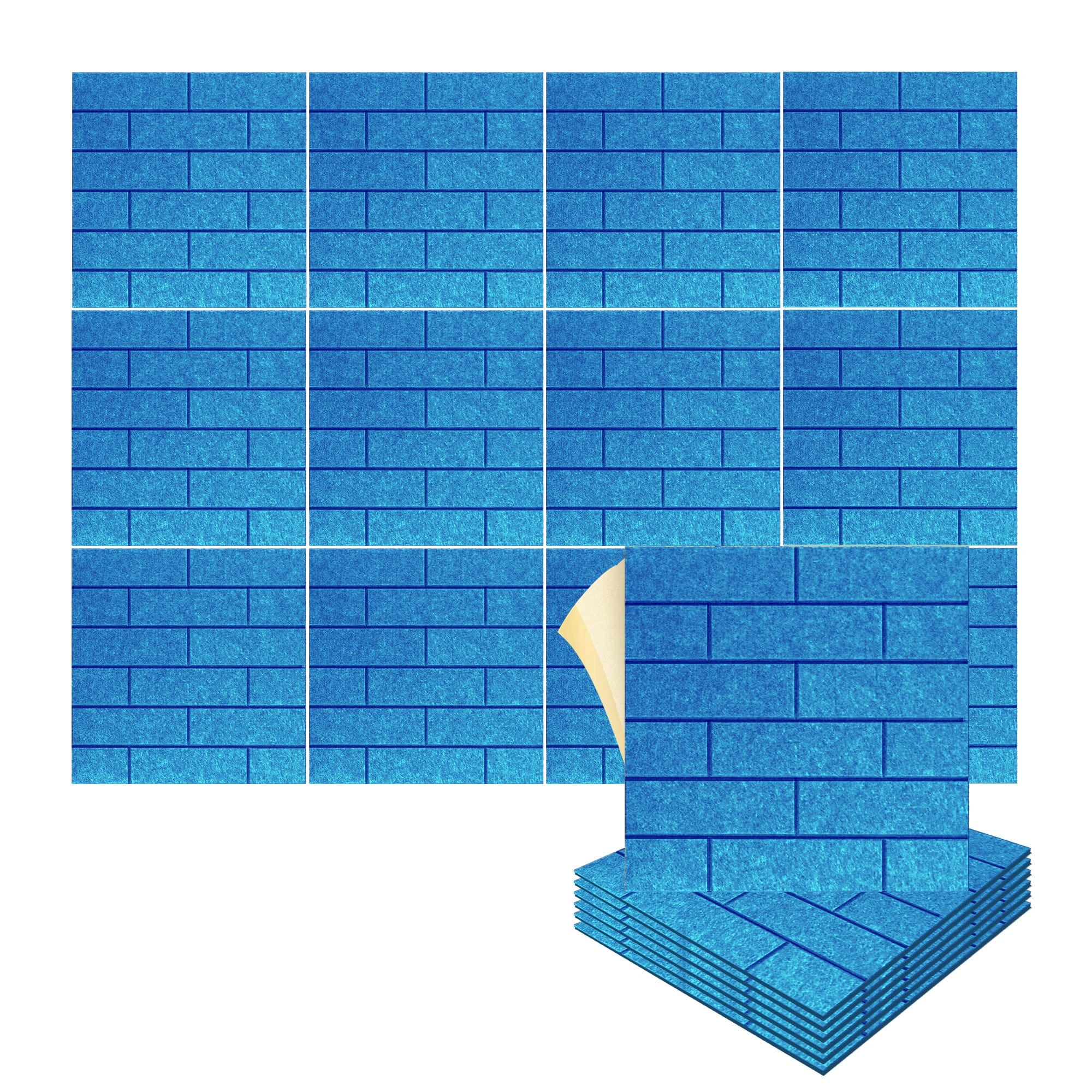silexofy Brick 3D Square Polyester Felt Art Adhesive Panels - KK1392