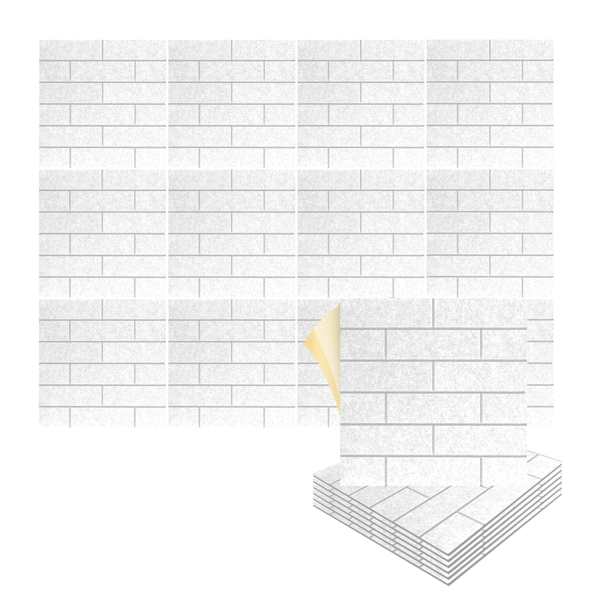 silexofy Brick 3D Square Polyester Felt Art Adhesive Panels - KK1392