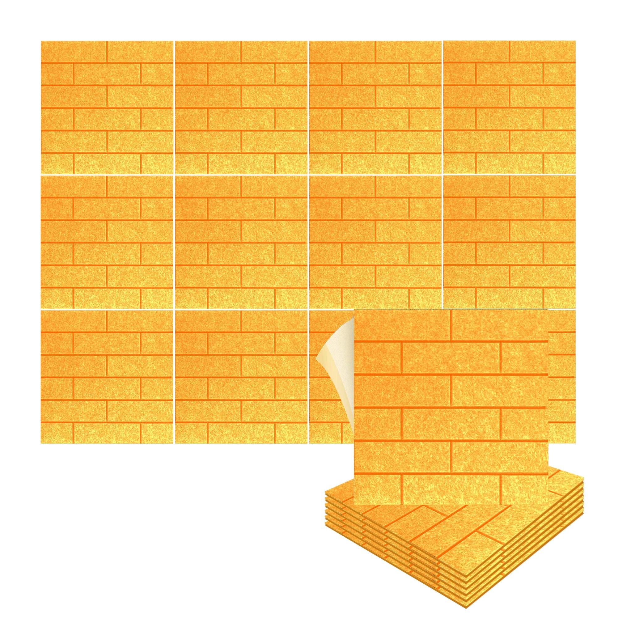 silexofy Brick 3D Square Polyester Felt Art Adhesive Panels - KK1392