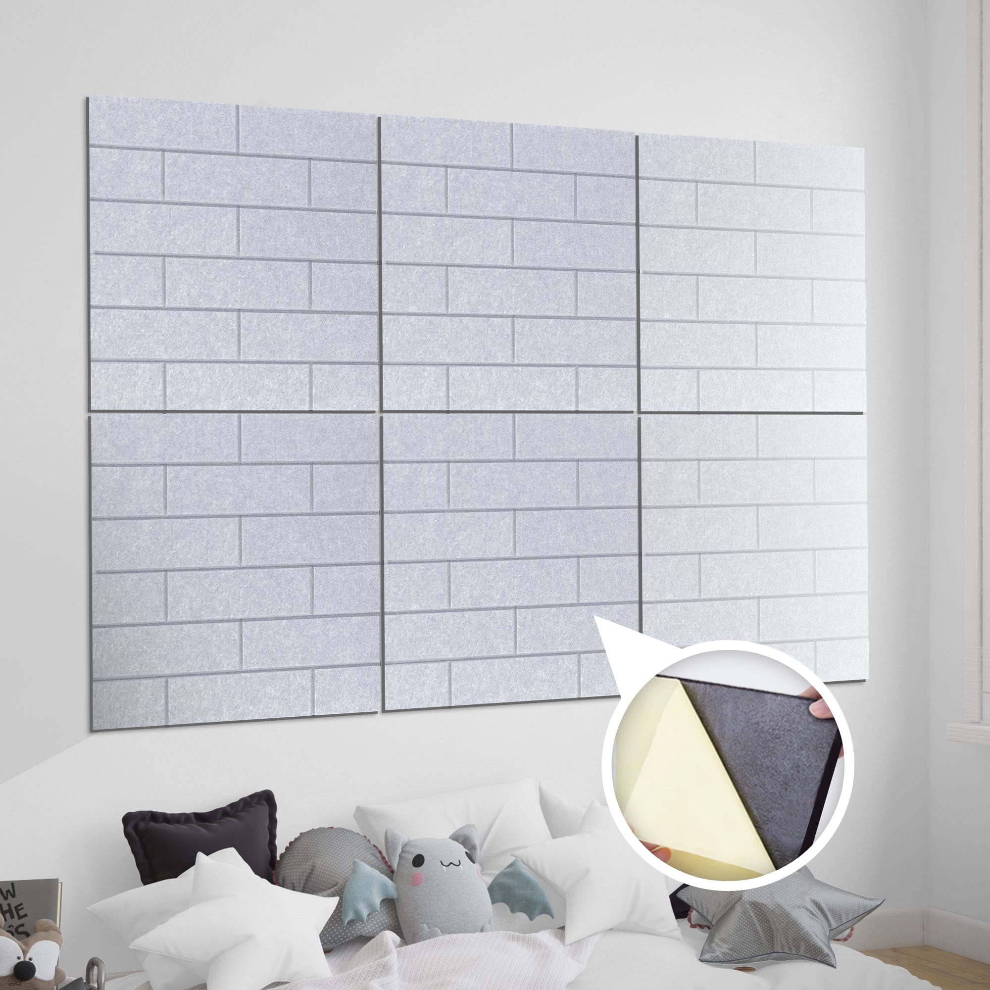 silexofy Brick 3D Square Polyester Felt Art Adhesive Panels - KK1392