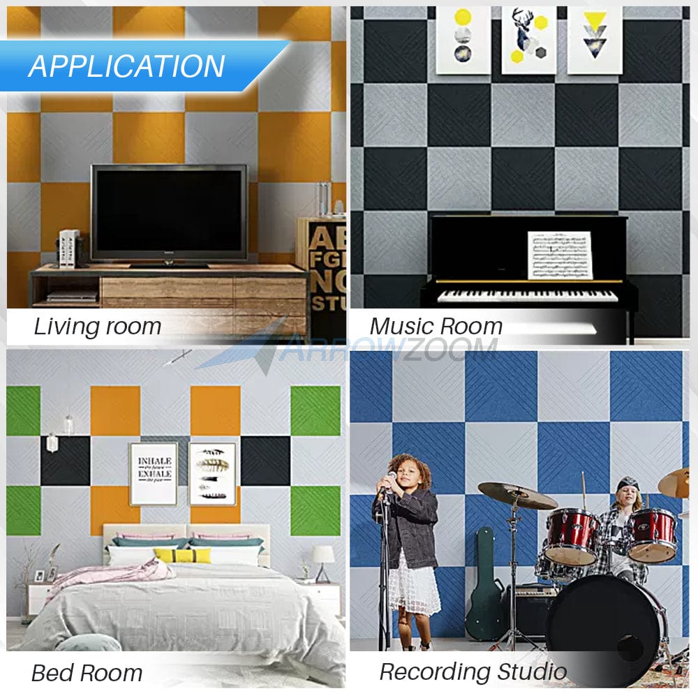 silexofy Diagonal 3D Square Polyester Felt Art Adhesive Panels - KK1390