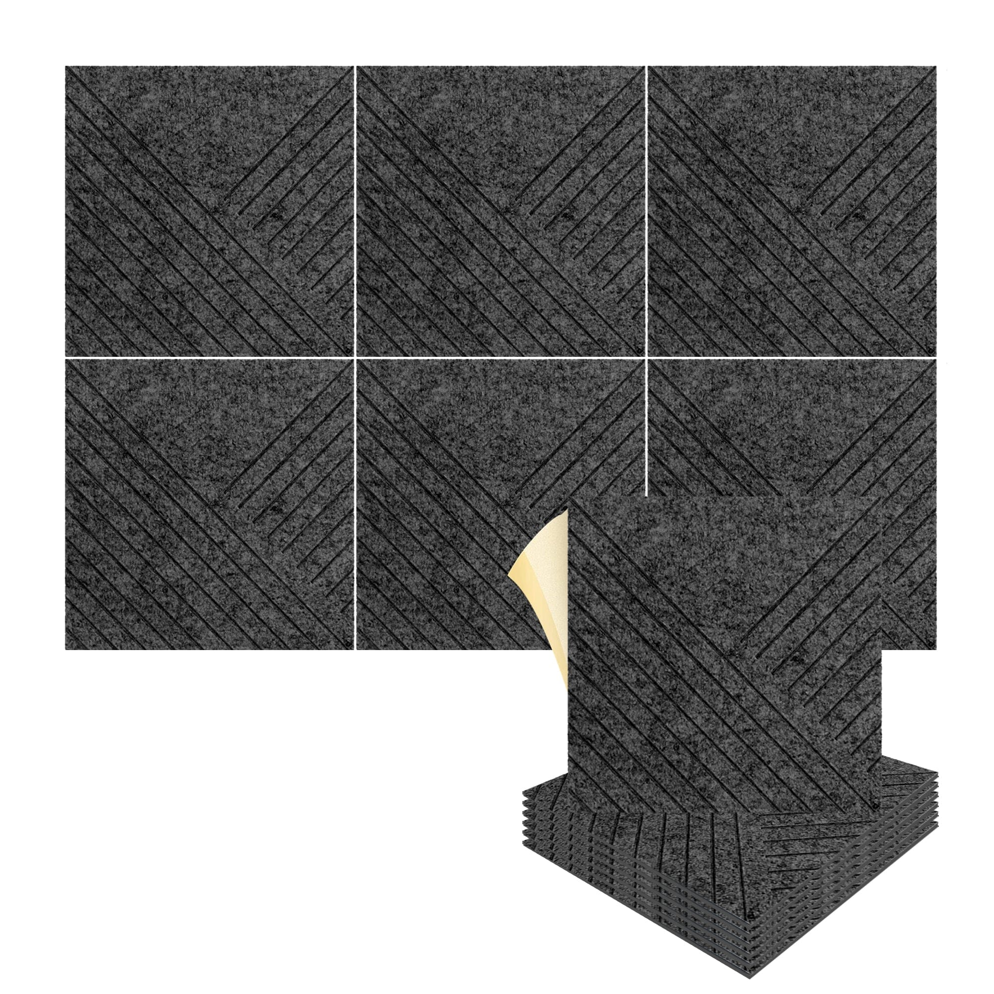 silexofy Diagonal 3D Square Polyester Felt Art Adhesive Panels - KK1390