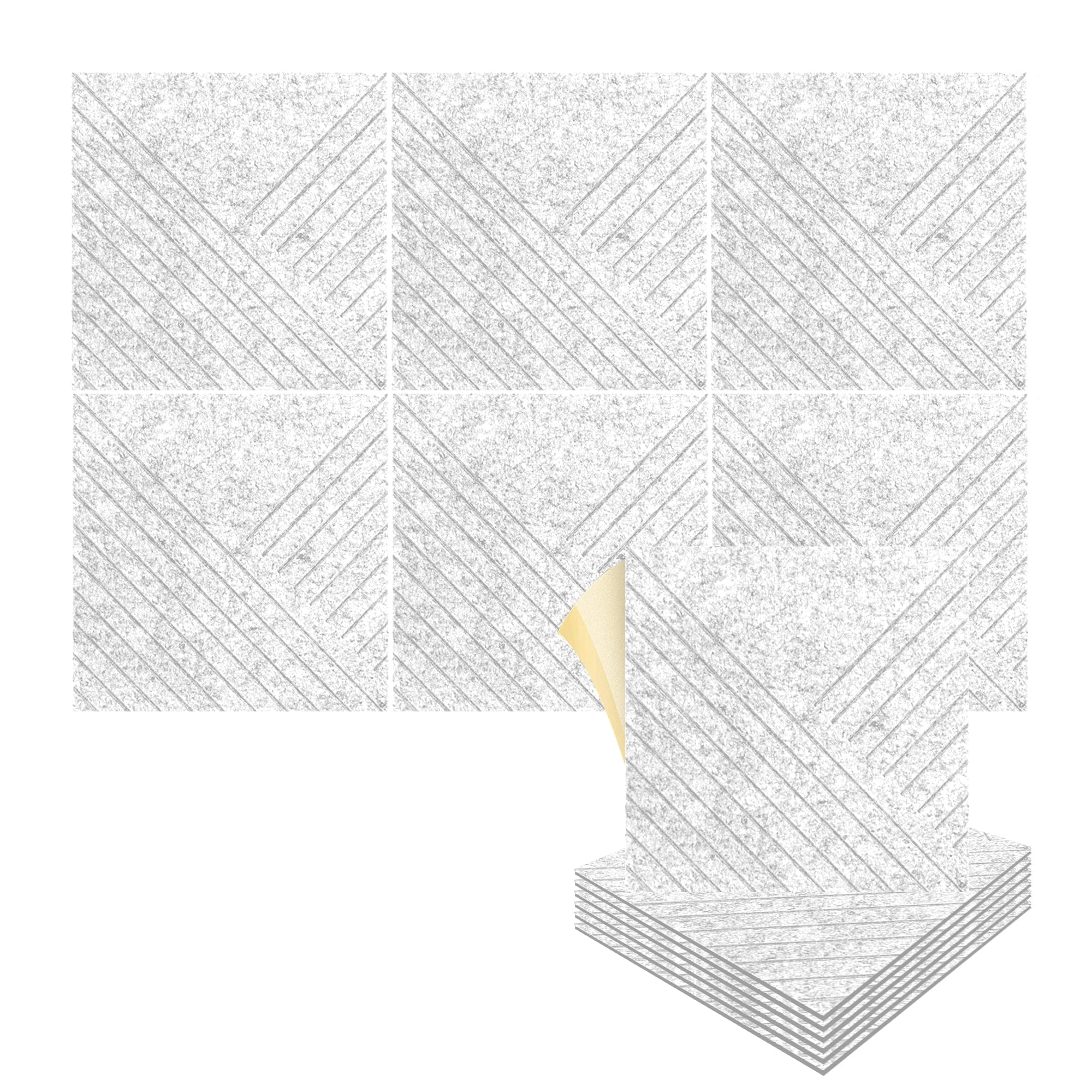 silexofy Diagonal 3D Square Polyester Felt Art Adhesive Panels - KK1390