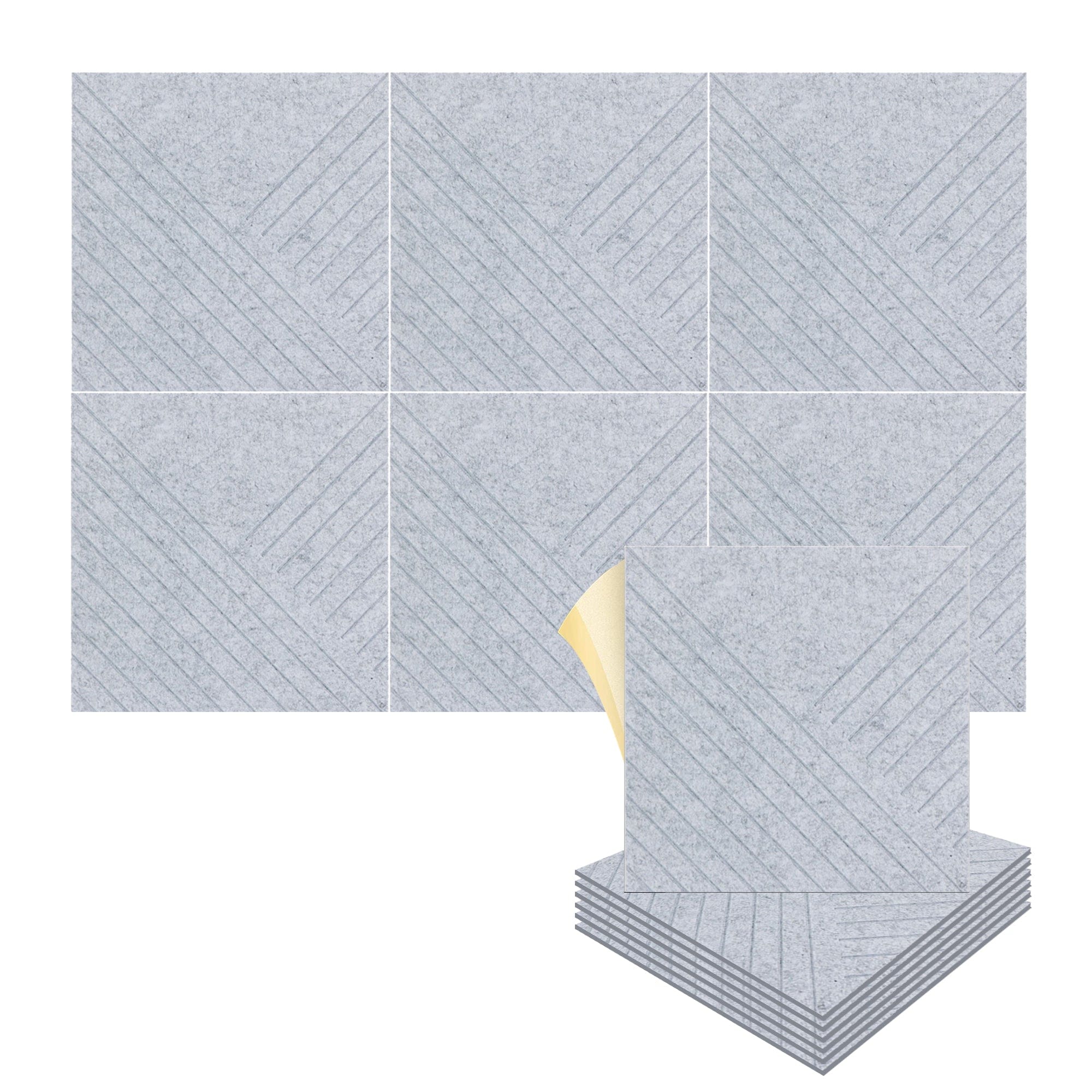 silexofy Diagonal 3D Square Polyester Felt Art Adhesive Panels - KK1390