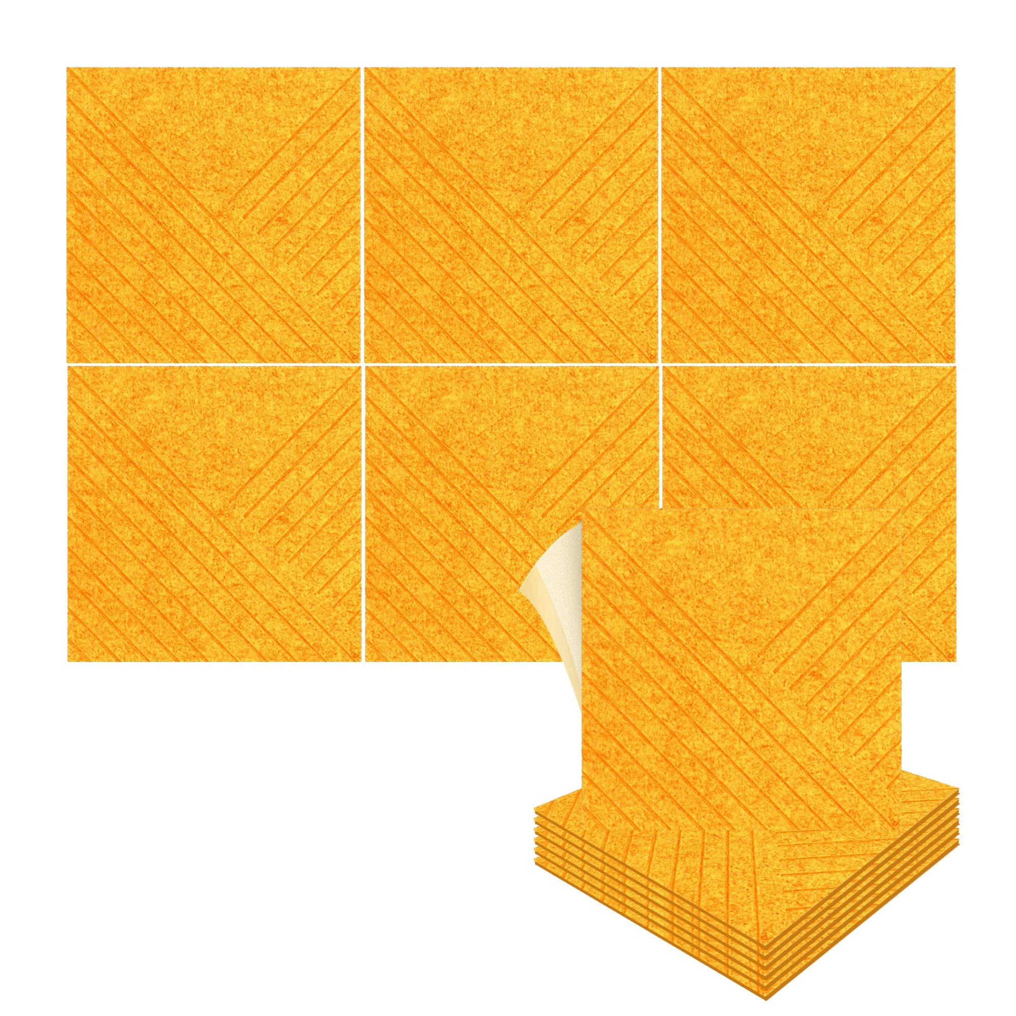 silexofy Diagonal 3D Square Polyester Felt Art Adhesive Panels - KK1390