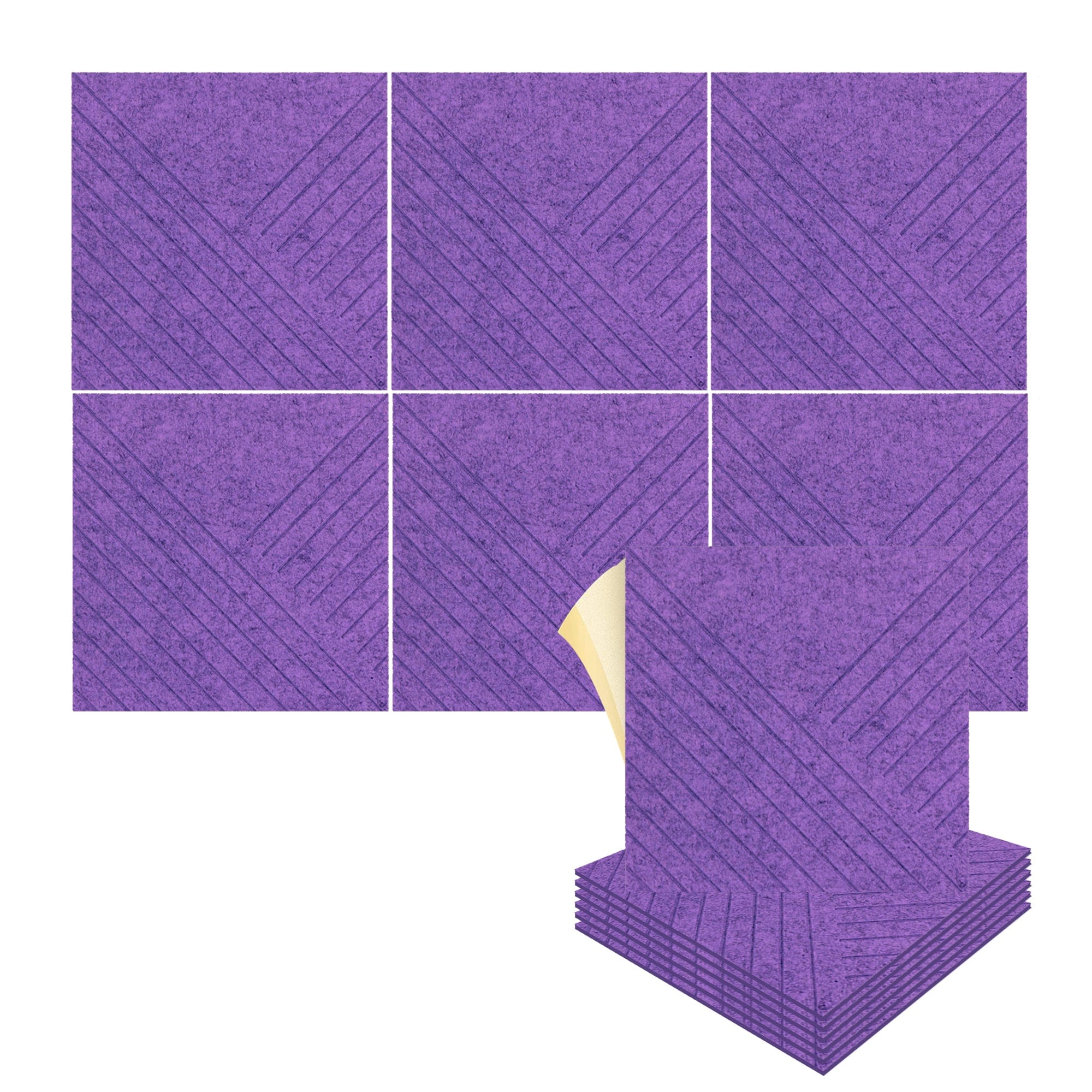 silexofy Diagonal 3D Square Polyester Felt Art Adhesive Panels - KK1390