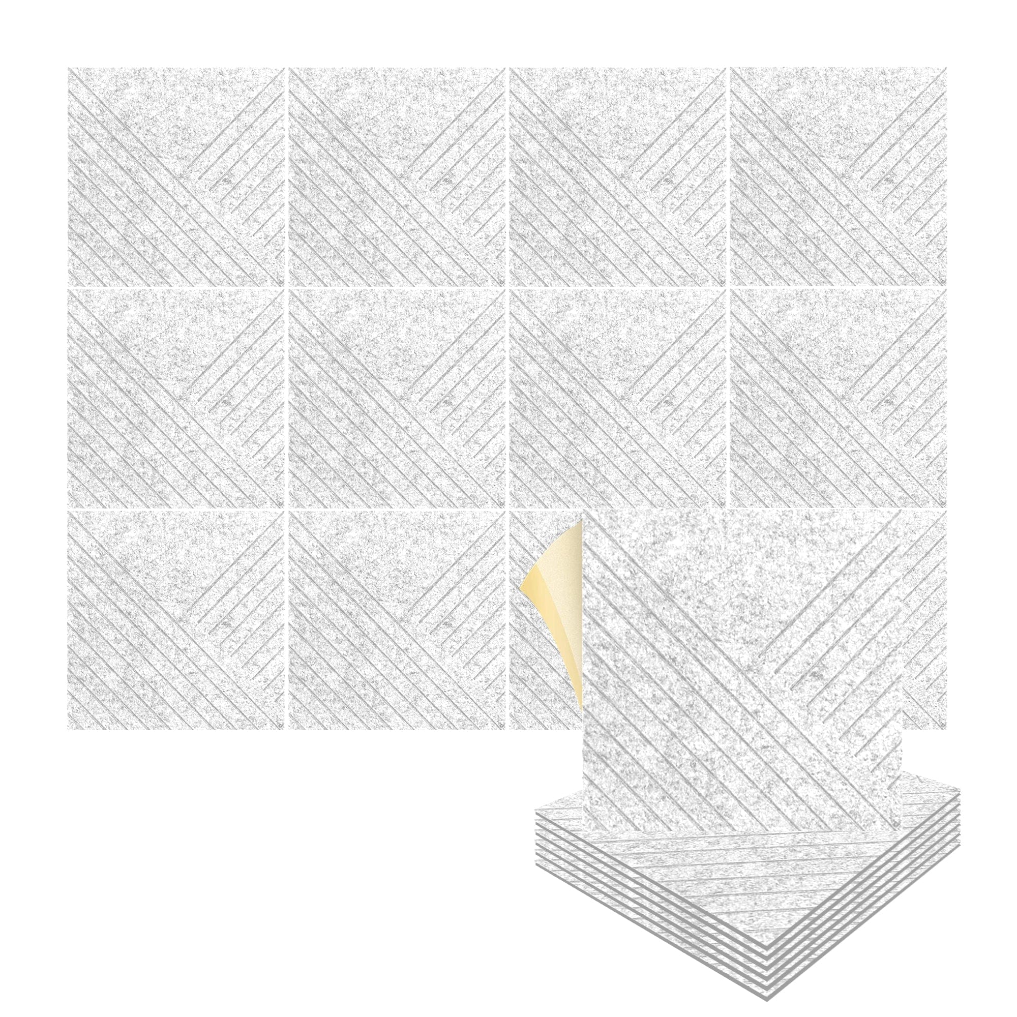 silexofy Diagonal 3D Square Polyester Felt Art Adhesive Panels - KK1390