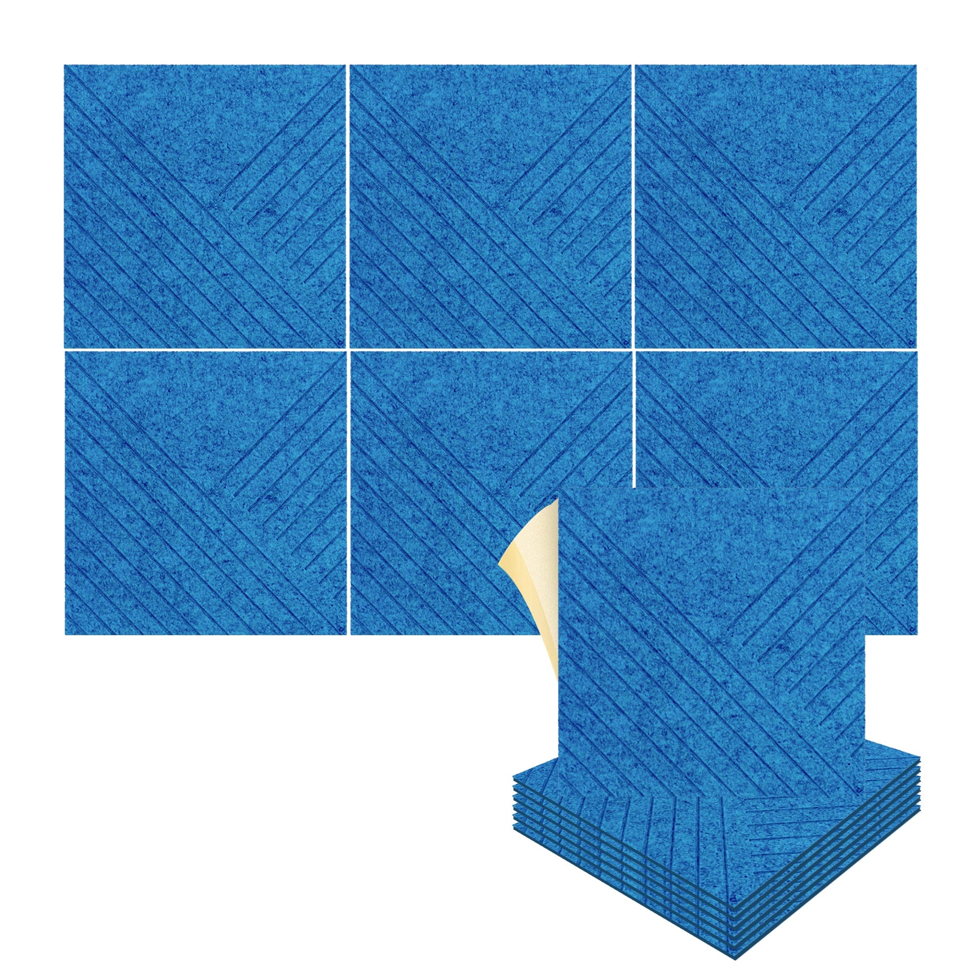 silexofy Diagonal 3D Square Polyester Felt Art Adhesive Panels - KK1390