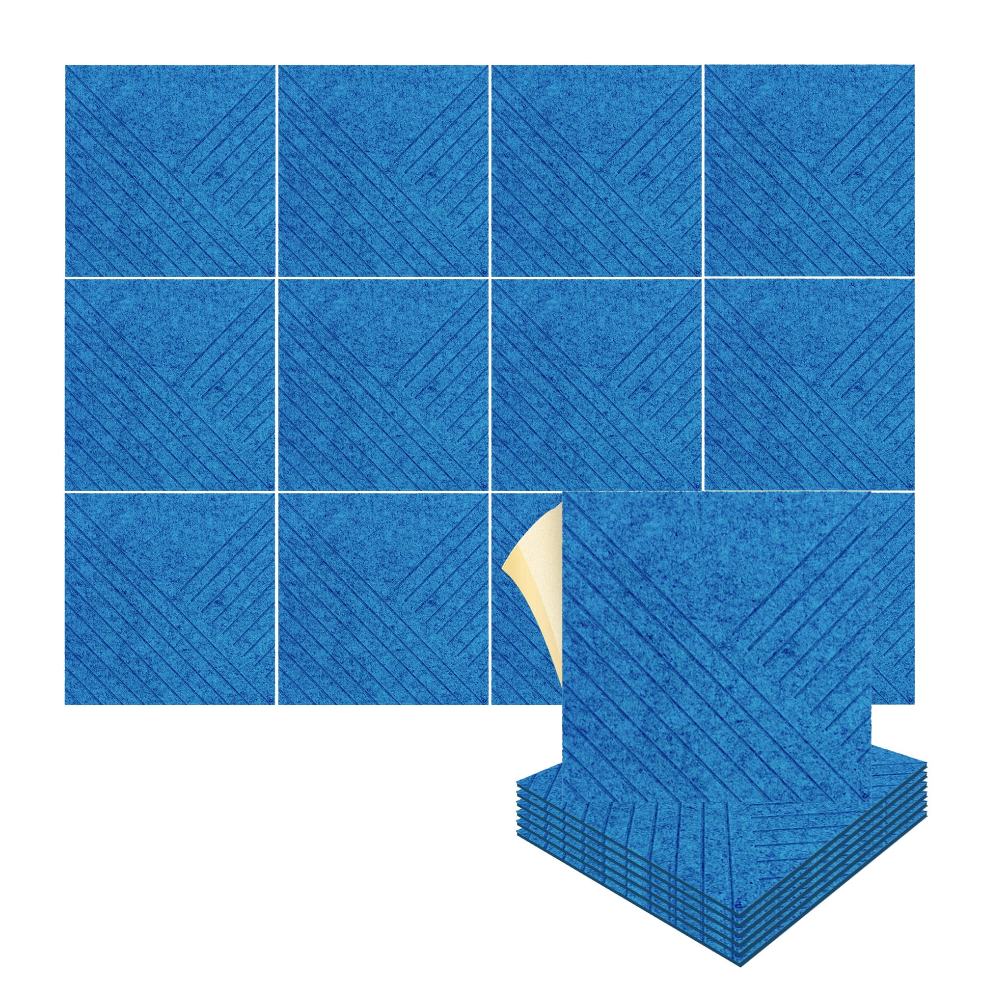silexofy Diagonal 3D Square Polyester Felt Art Adhesive Panels - KK1390
