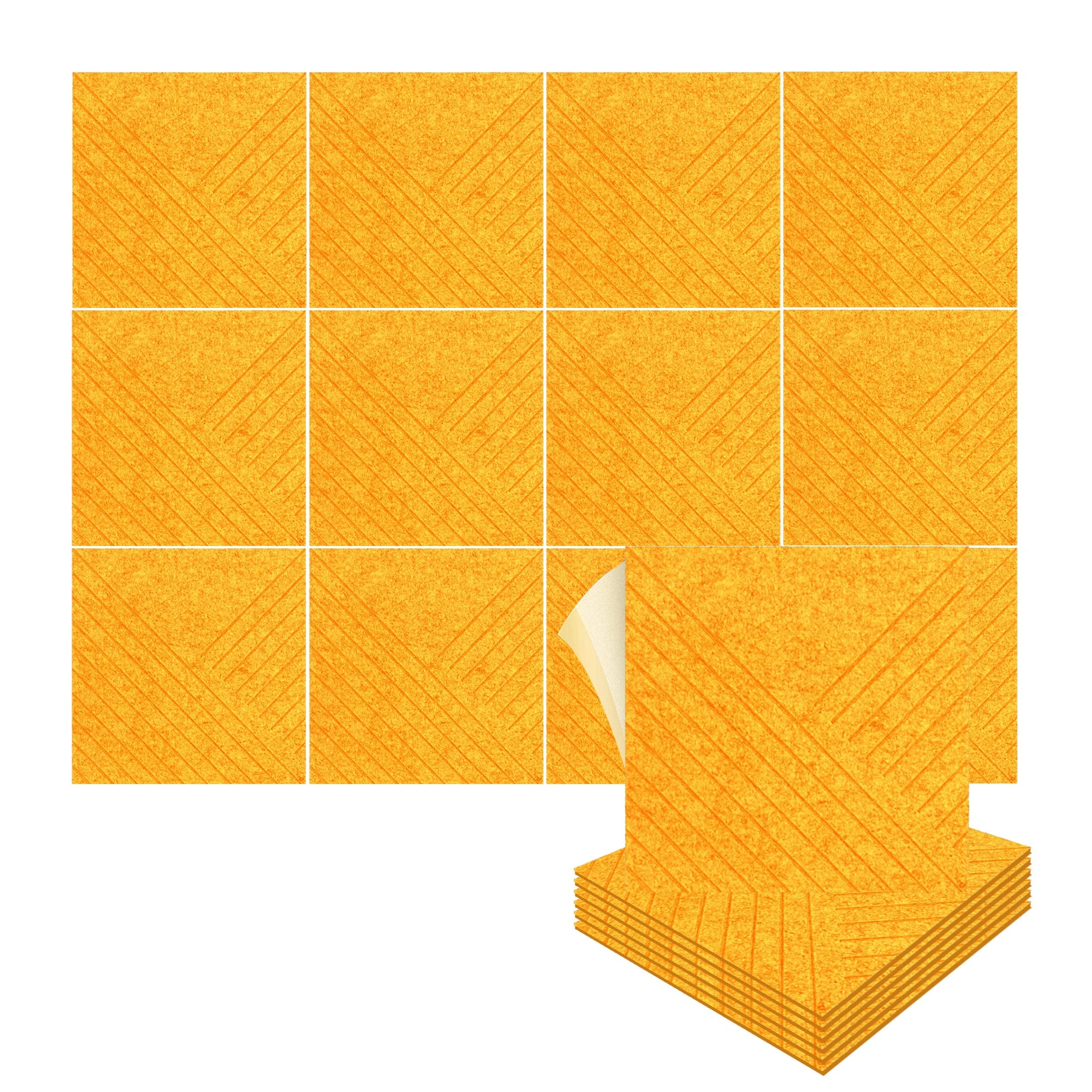 silexofy Diagonal 3D Square Polyester Felt Art Adhesive Panels - KK1390