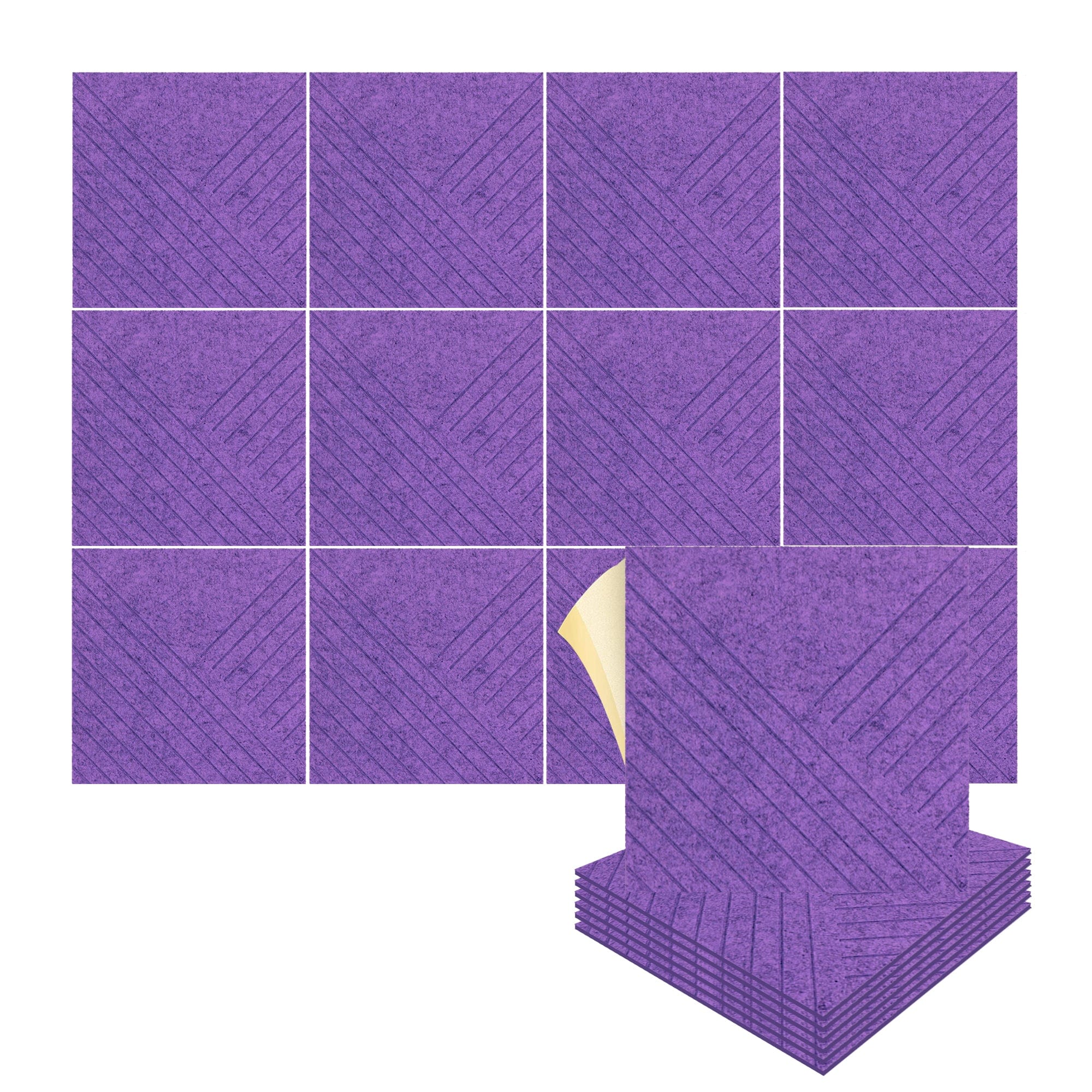 silexofy Diagonal 3D Square Polyester Felt Art Adhesive Panels - KK1390