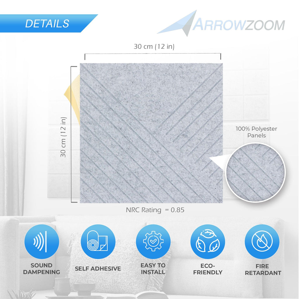 silexofy Diagonal 3D Square Polyester Felt Art Adhesive Panels - KK1390
