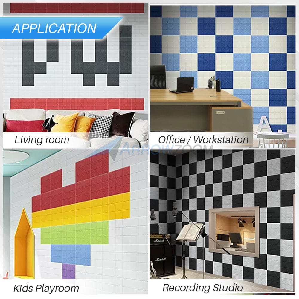 silexofy Grid 3D Square Polyester Felt Art Adhesive Panels - KK1389