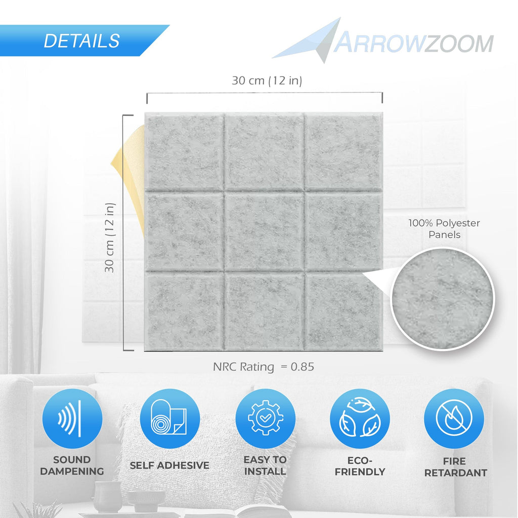 silexofy Grid 3D Square Polyester Felt Art Adhesive Panels - KK1389