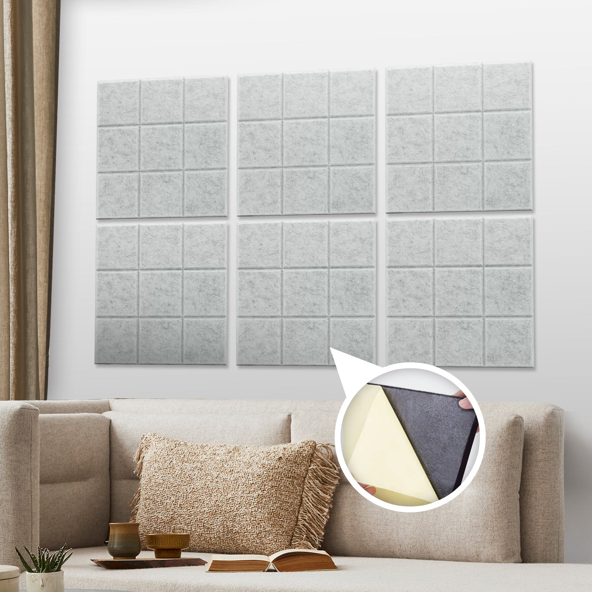 silexofy Grid 3D Square Polyester Felt Art Adhesive Panels - KK1389