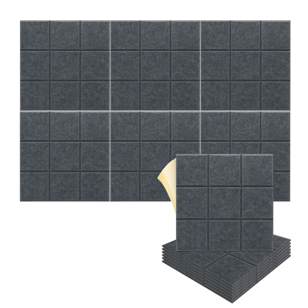 silexofy Grid 3D Square Polyester Felt Art Adhesive Panels - KK1389