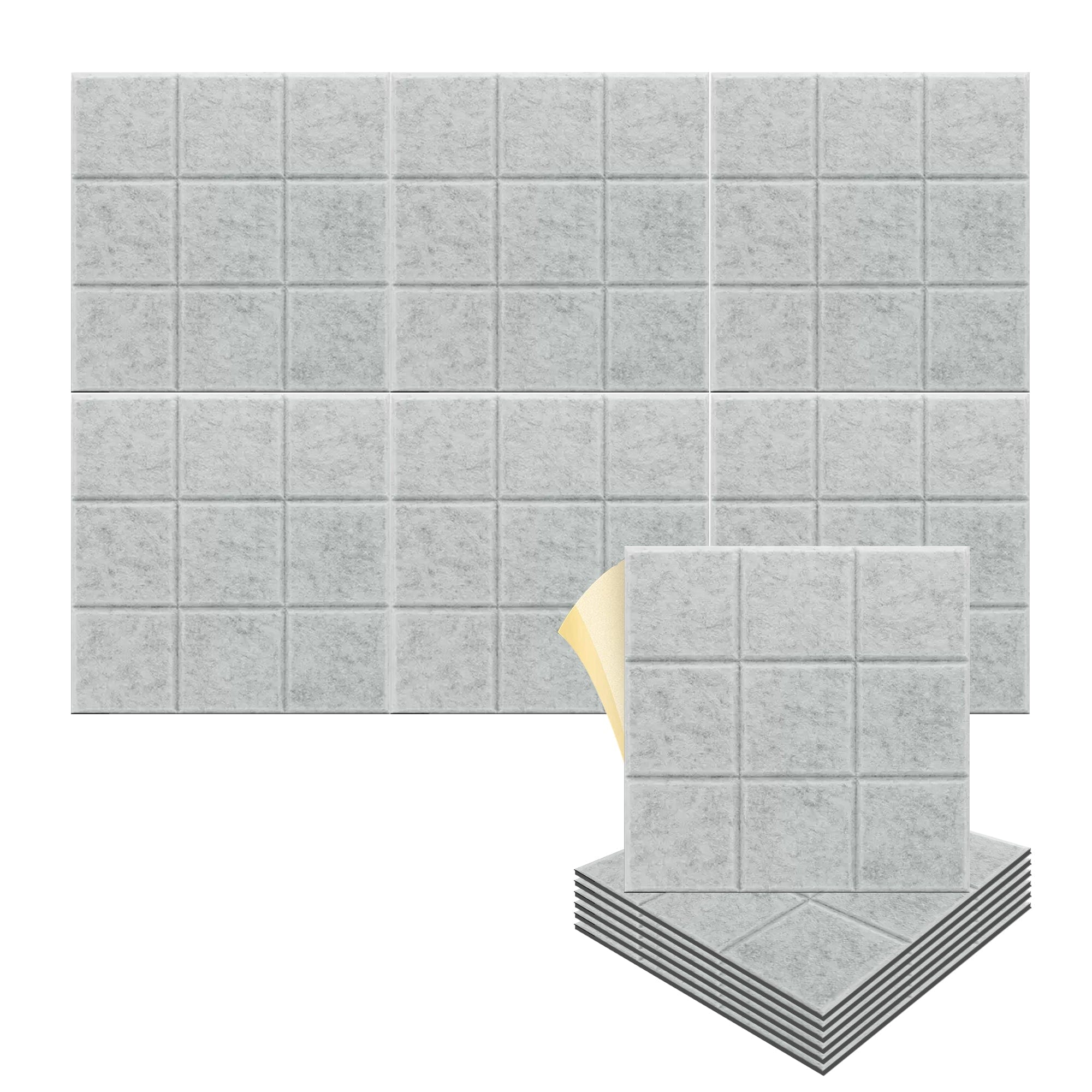 silexofy Grid 3D Square Polyester Felt Art Adhesive Panels - KK1389