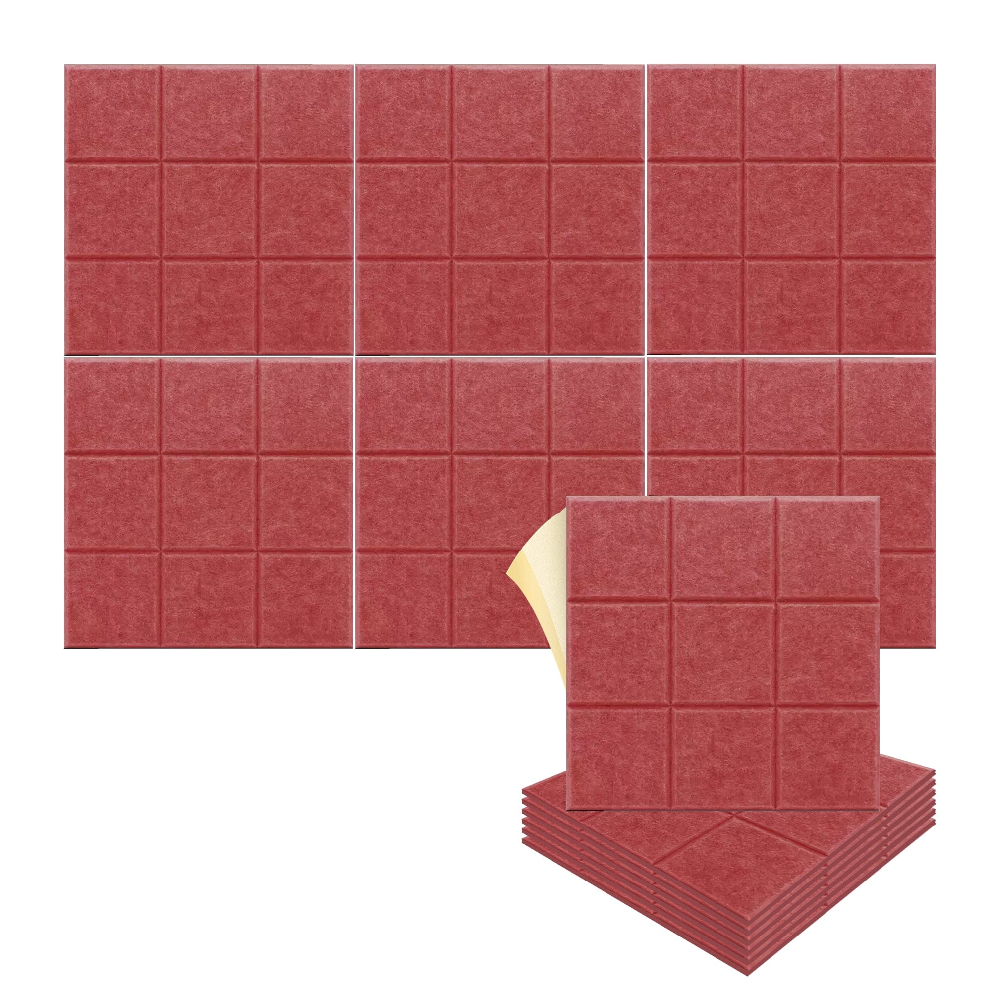 silexofy Grid 3D Square Polyester Felt Art Adhesive Panels - KK1389
