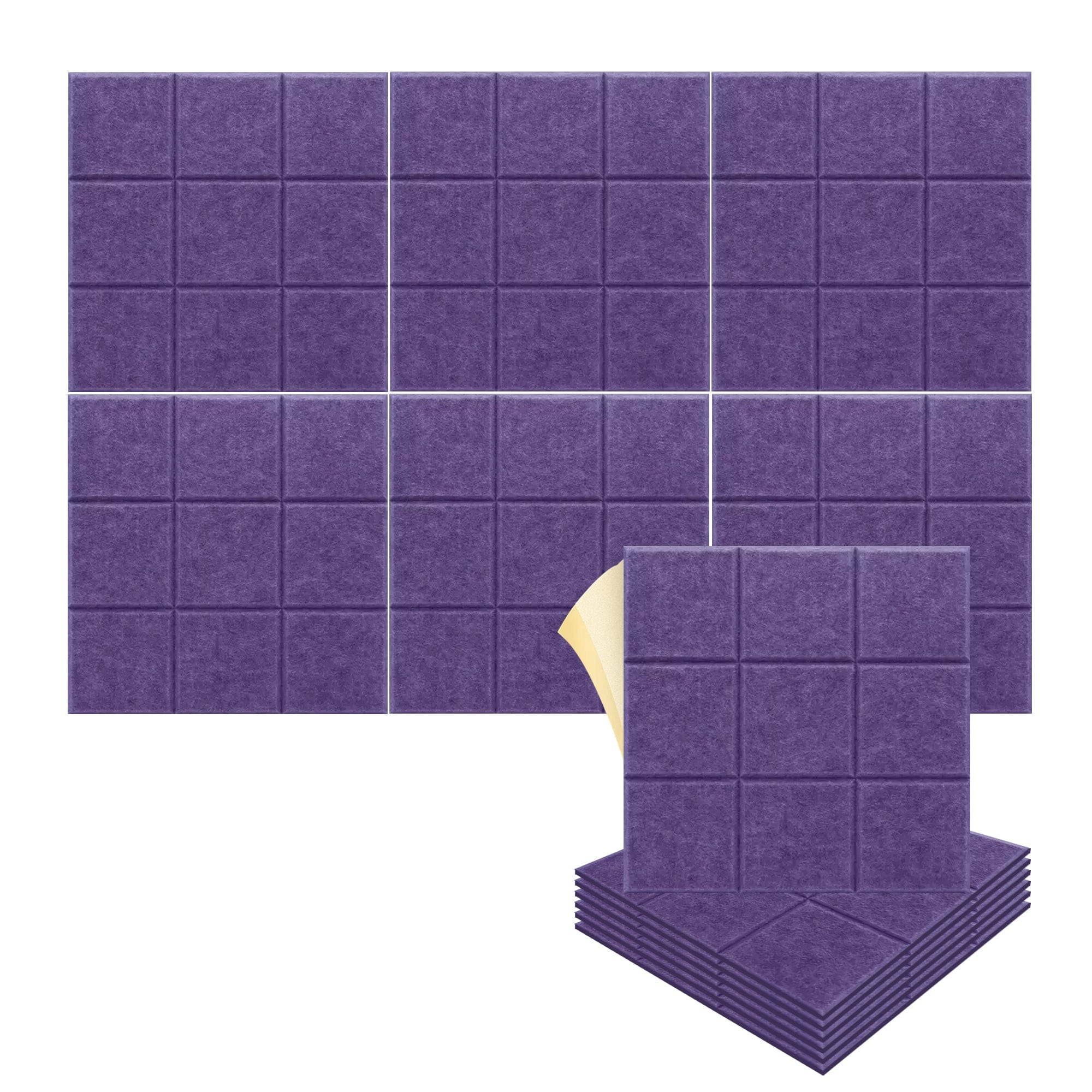 silexofy Grid 3D Square Polyester Felt Art Adhesive Panels - KK1389