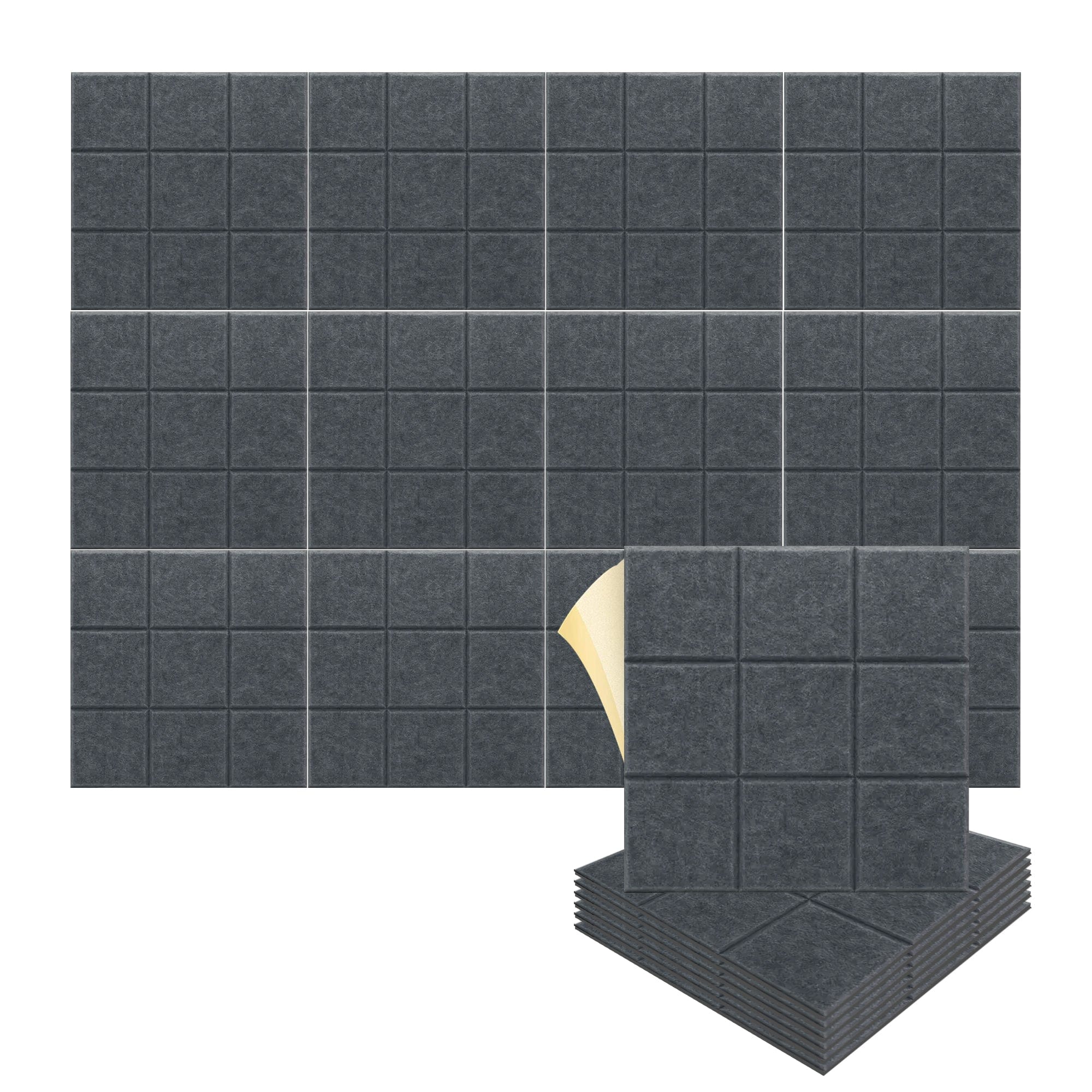silexofy Grid 3D Square Polyester Felt Art Adhesive Panels - KK1389