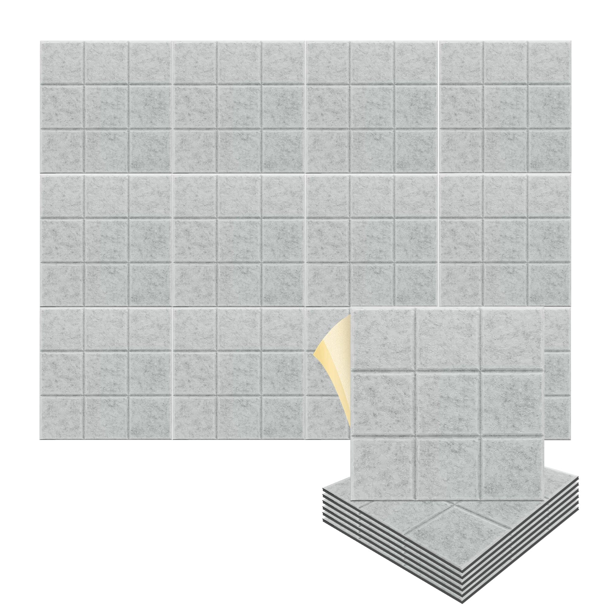 silexofy Grid 3D Square Polyester Felt Art Adhesive Panels - KK1389