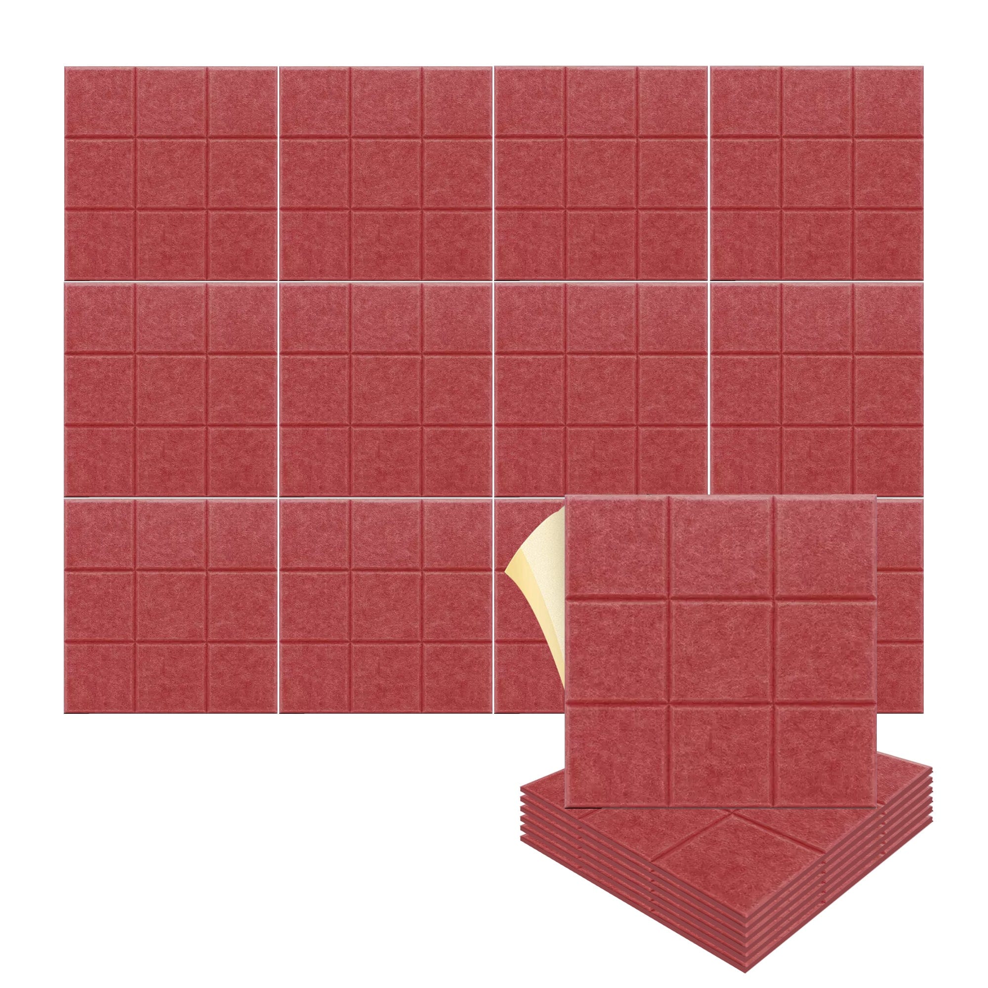 silexofy Grid 3D Square Polyester Felt Art Adhesive Panels - KK1389