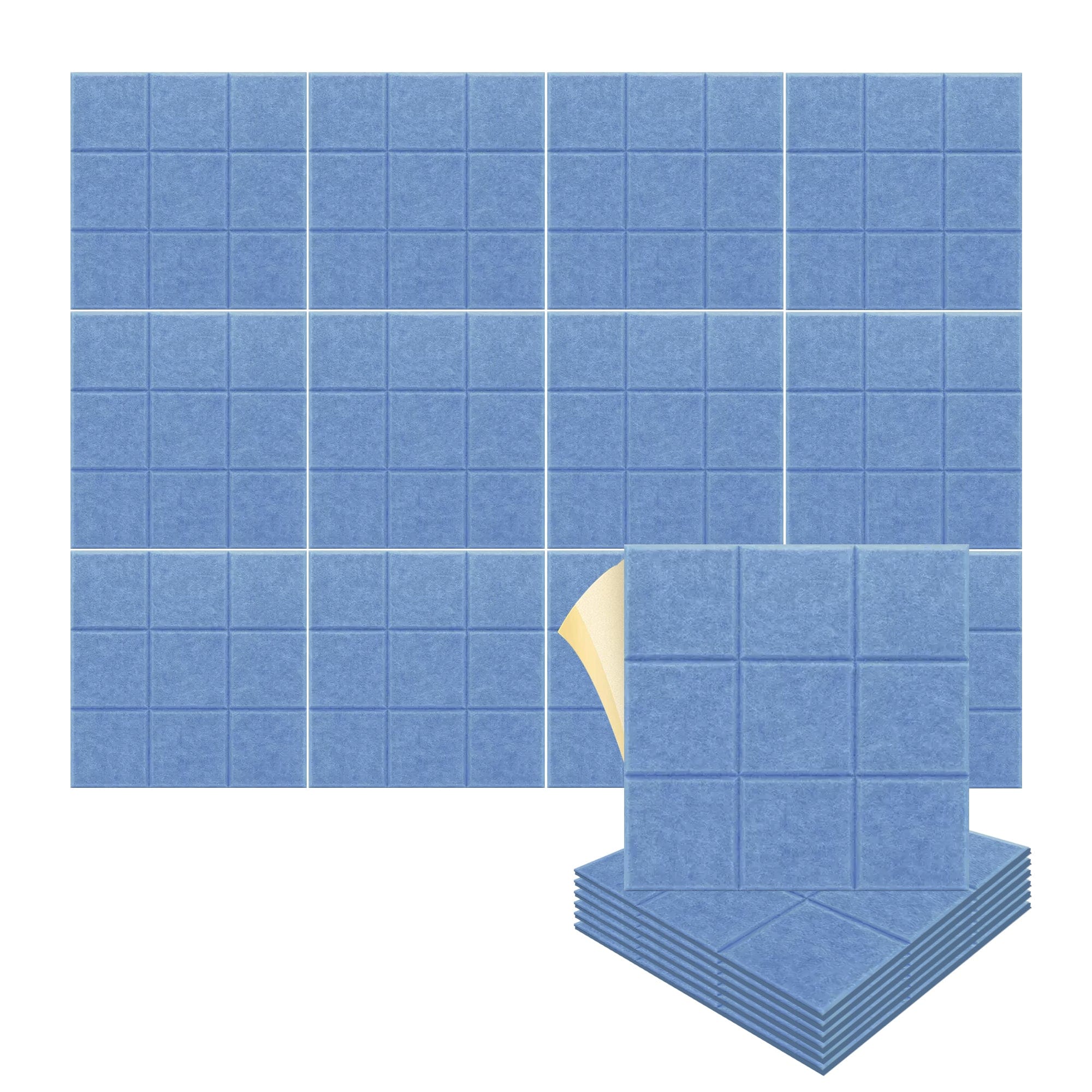 silexofy Grid 3D Square Polyester Felt Art Adhesive Panels - KK1389