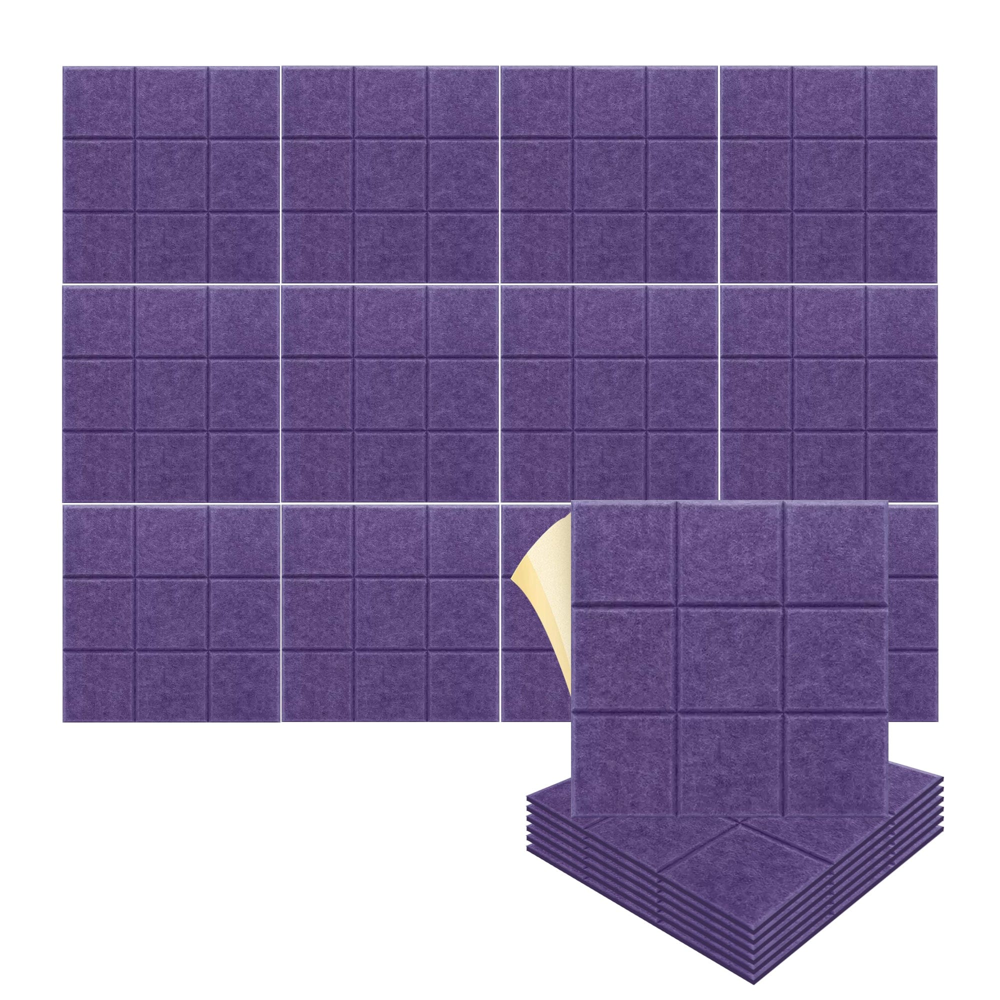 silexofy Grid 3D Square Polyester Felt Art Adhesive Panels - KK1389