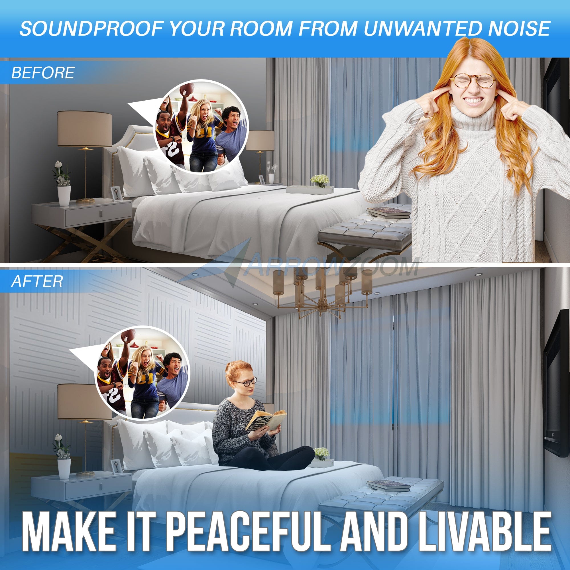 silexofy Soundwave 3D Square Polyester Felt Art Adhesive Panels - KK1393