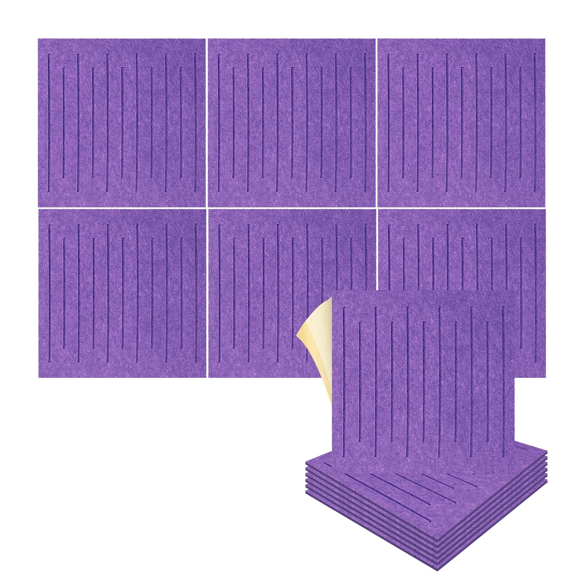 silexofy Soundwave 3D Square Polyester Felt Art Adhesive Panels - KK1393