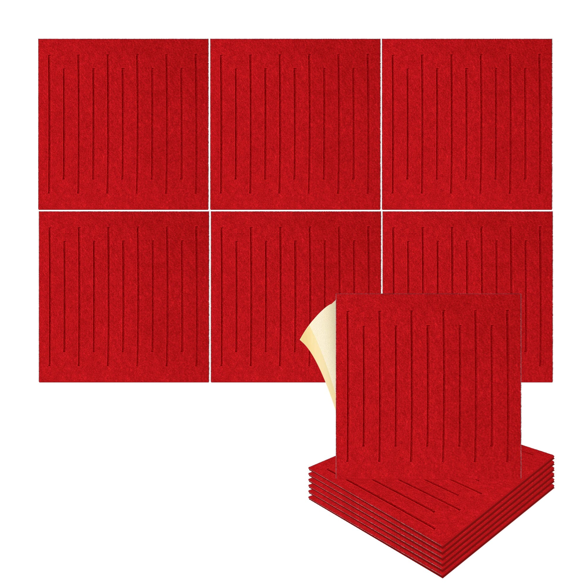 silexofy Soundwave 3D Square Polyester Felt Art Adhesive Panels - KK1393