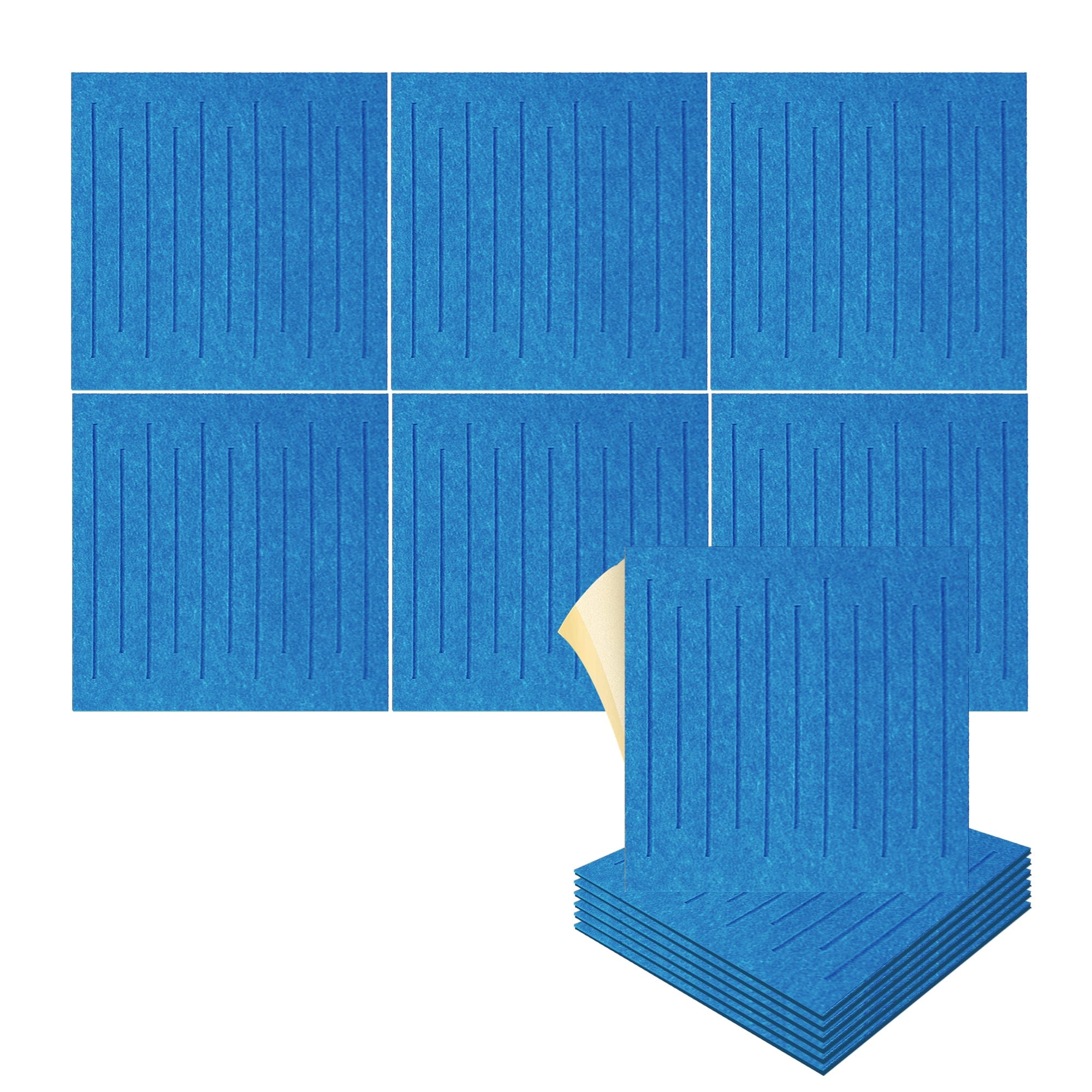 silexofy Soundwave 3D Square Polyester Felt Art Adhesive Panels - KK1393