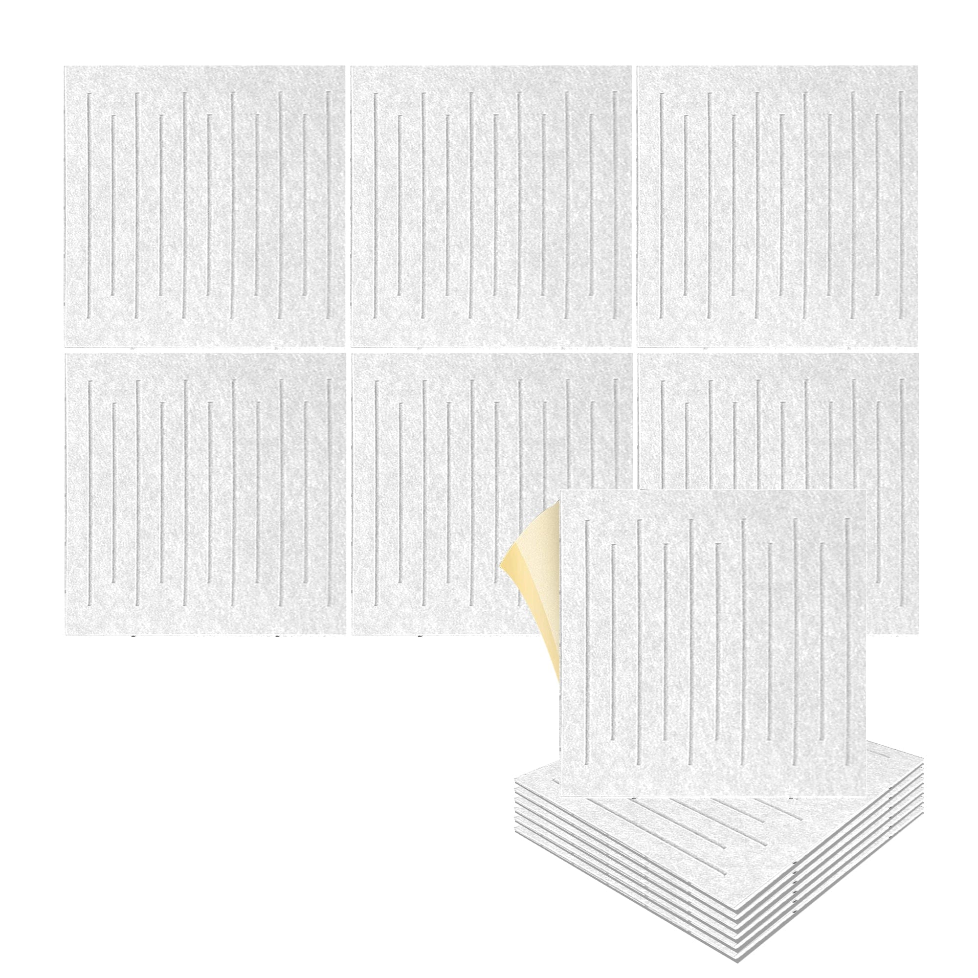 silexofy Soundwave 3D Square Polyester Felt Art Adhesive Panels - KK1393